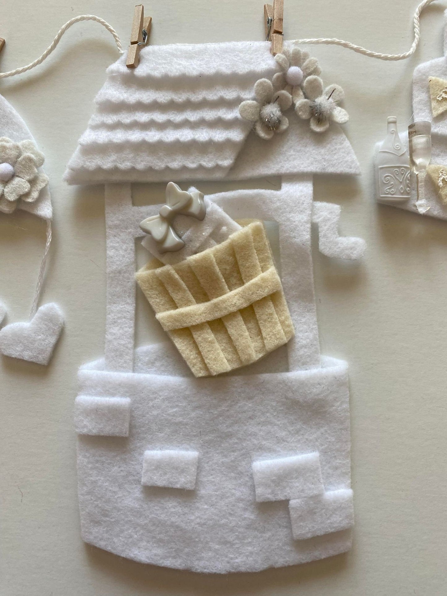 Bridal Shower Miniature Felt Banner, Wedding Garland, Wall Hanging Bunting Decoration for Bride