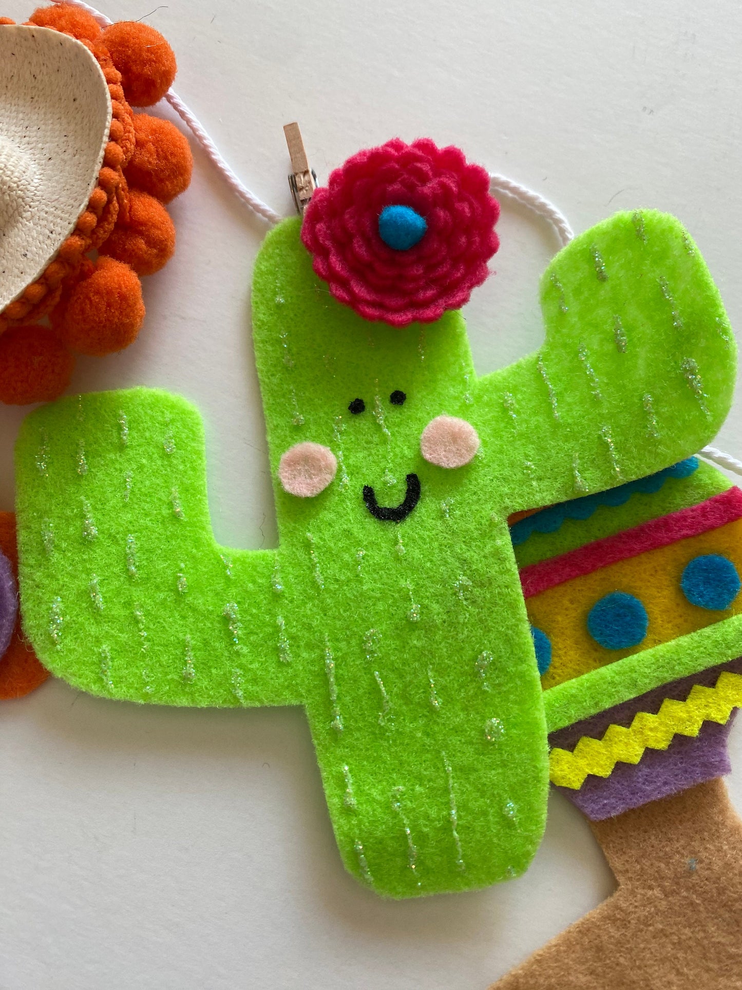 Cinco de Mayo Mexican Holiday Banner, Cactus Garland, Spanish Llama Bunting Wall Hanging for Party Decoration