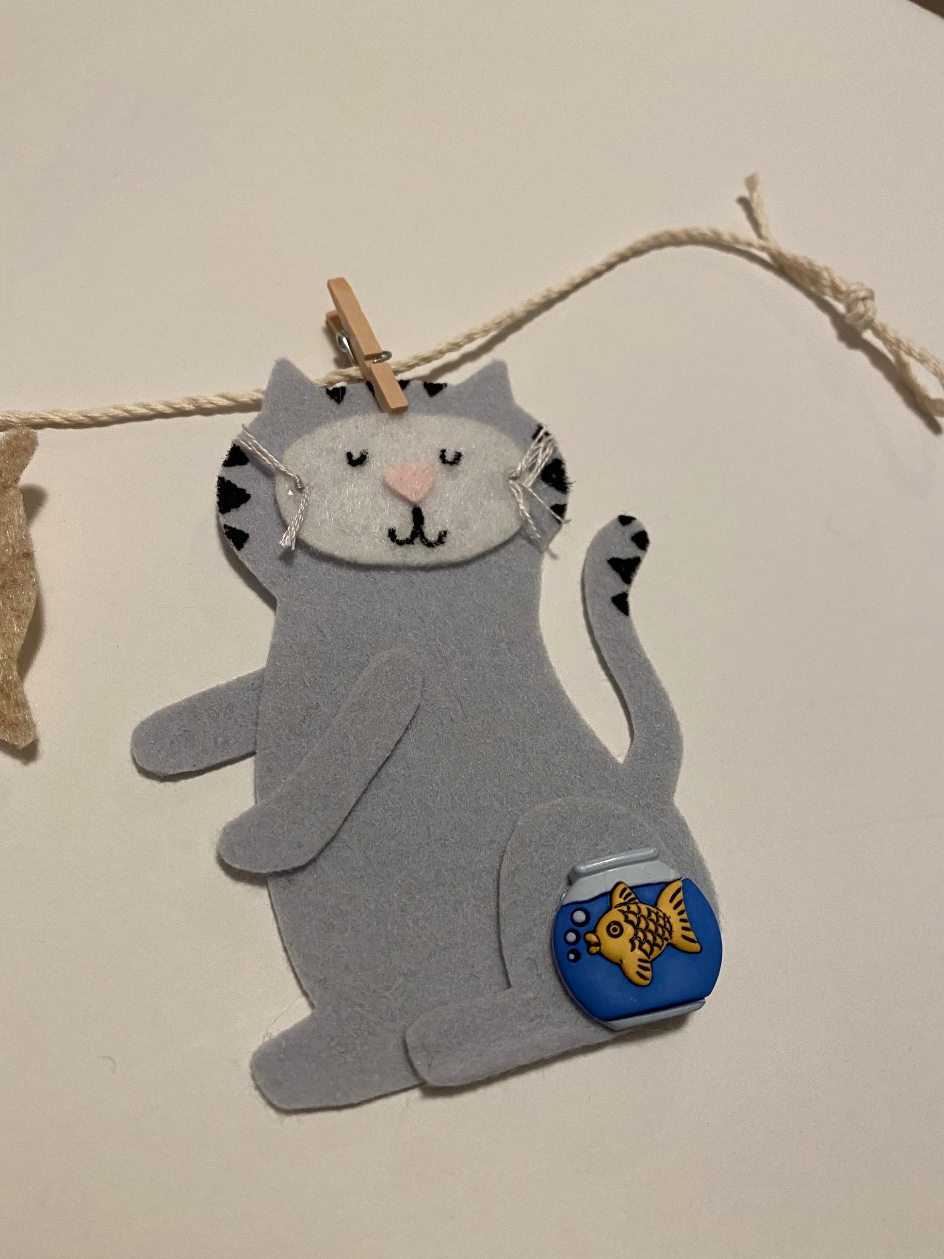 Cat Banner, Miniature Felt Kitten Garland, Feline Wall Hanging Decoration