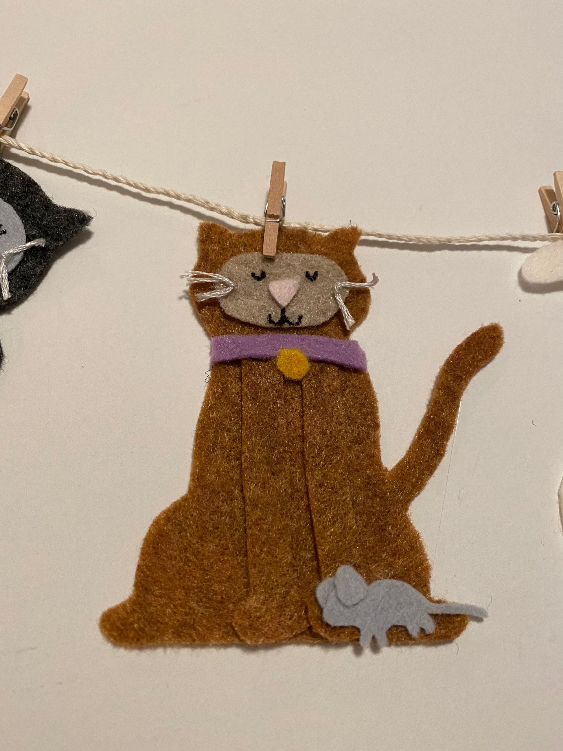 Cat Banner, Miniature Felt Kitten Garland, Feline Wall Hanging Decoration