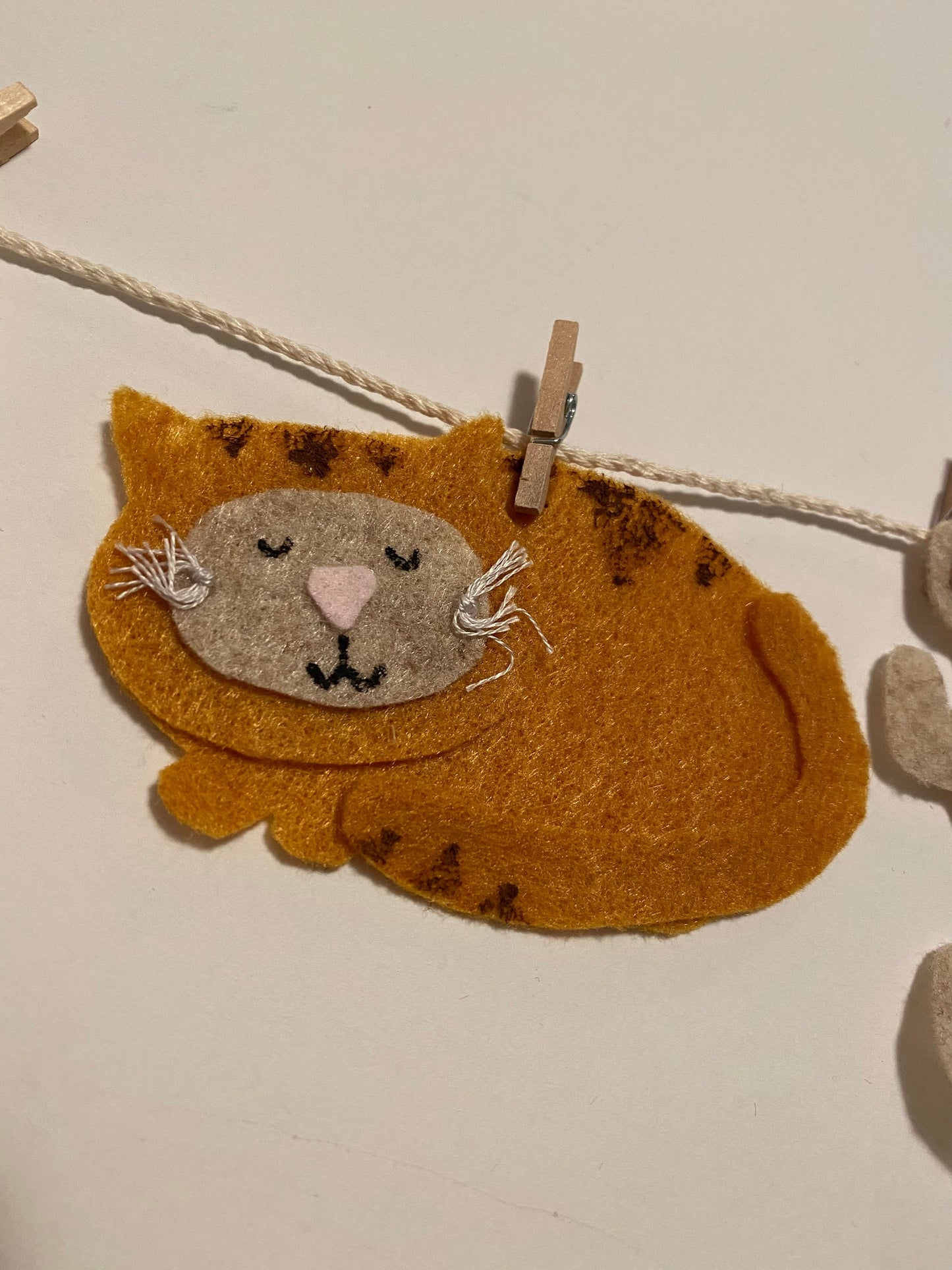 Cat Banner, Miniature Felt Kitten Garland, Feline Wall Hanging Decoration