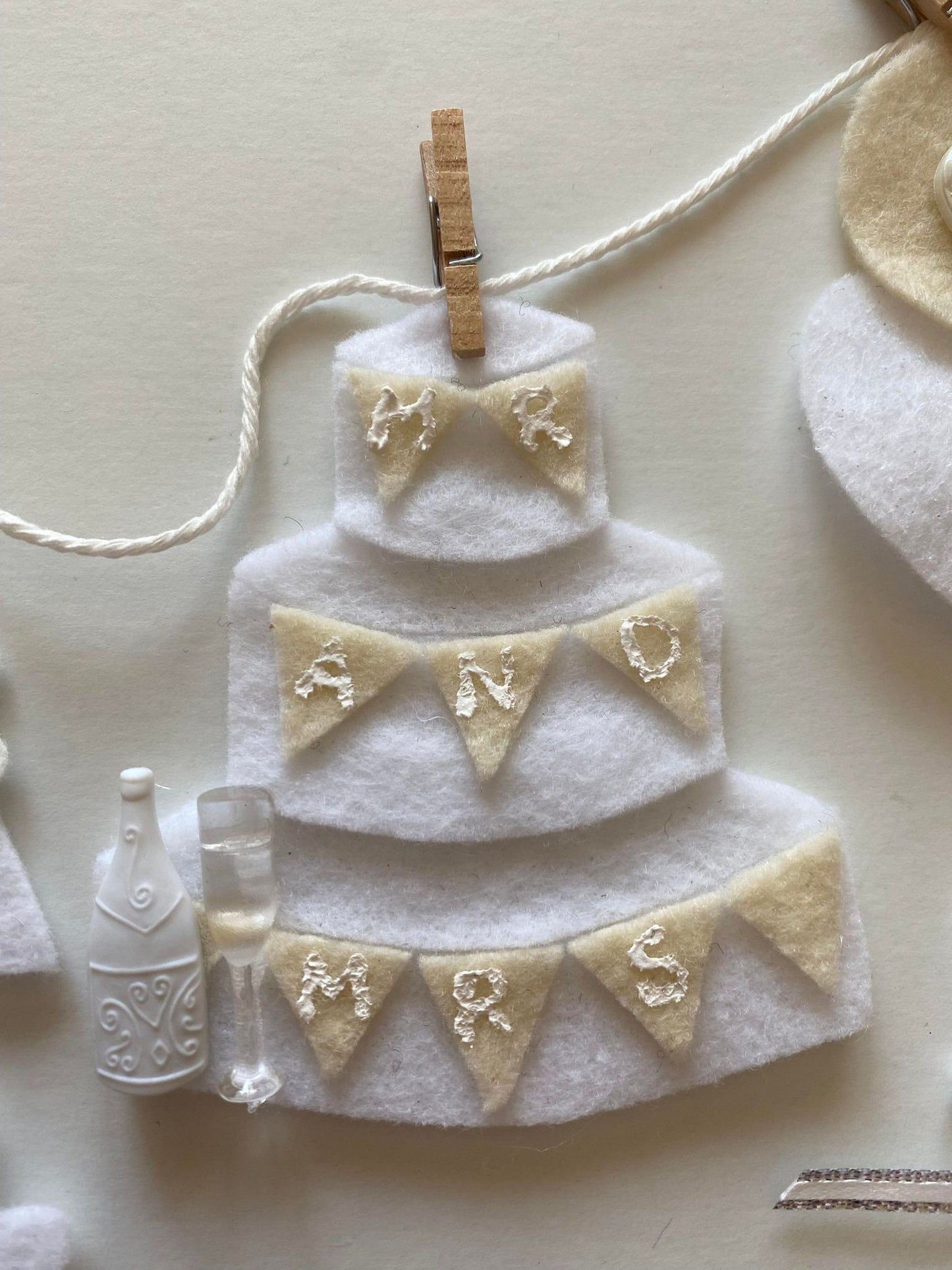 Bridal Shower Miniature Felt Banner, Wedding Garland, Wall Hanging Bunting Decoration for Bride