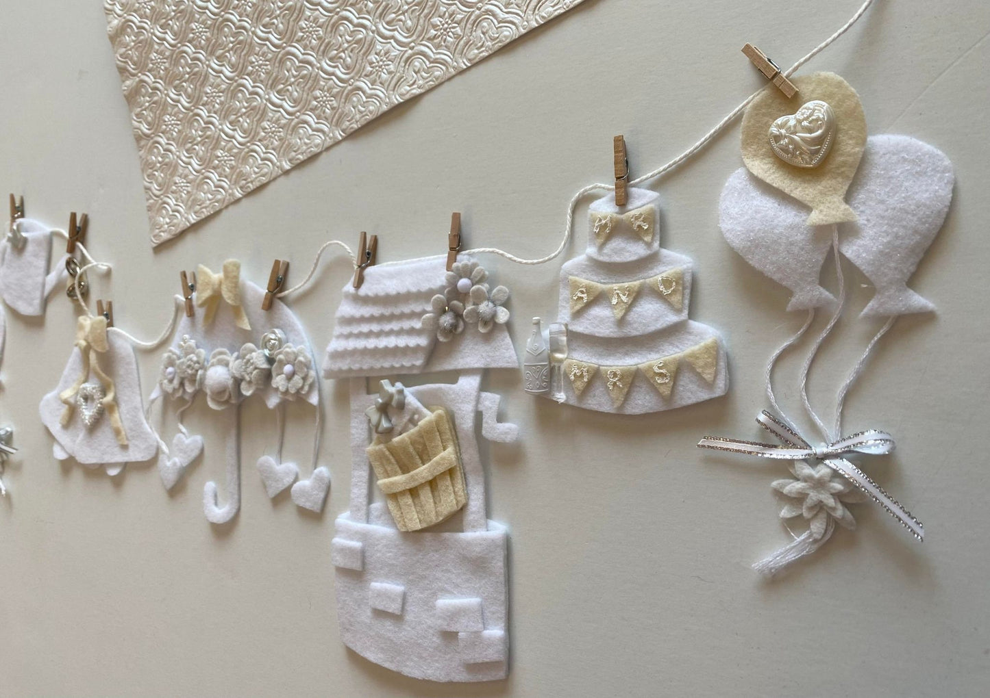 Bridal Shower Miniature Felt Banner, Wedding Garland, Wall Hanging Bunting Decoration for Bride