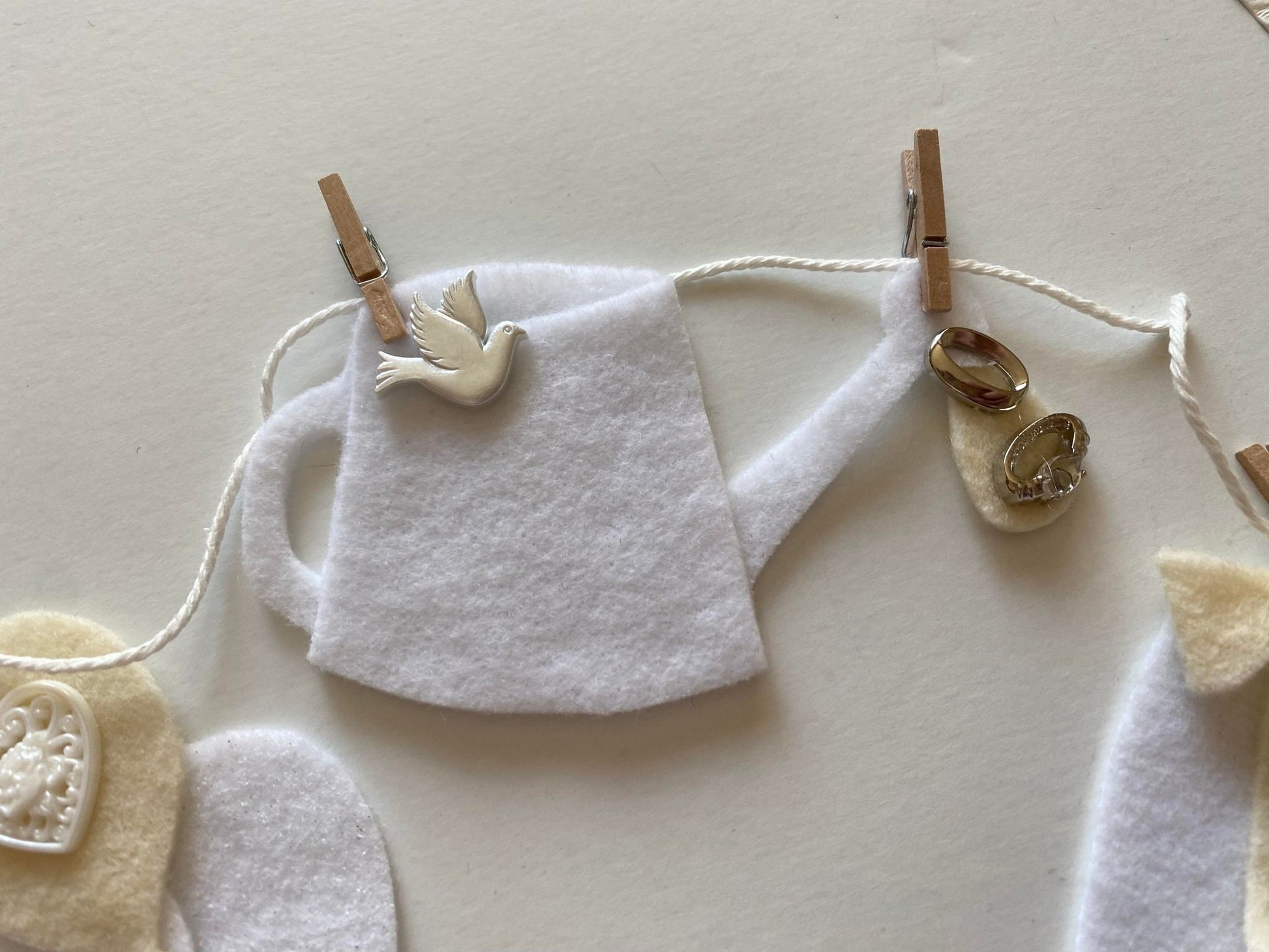 Bridal Shower Miniature Felt Banner, Wedding Garland, Wall Hanging Bunting Decoration for Bride