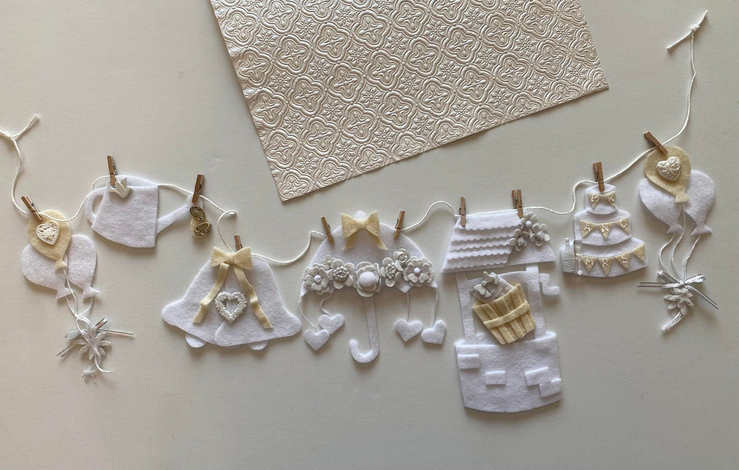 Bridal Shower Miniature Felt Banner, Wedding Garland, Wall Hanging Bunting Decoration for Bride