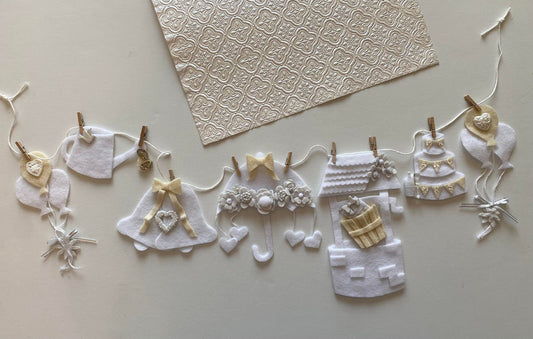 Bridal Shower Miniature Felt Banner, Wedding Garland, Wall Hanging Bunting Decoration for Bride