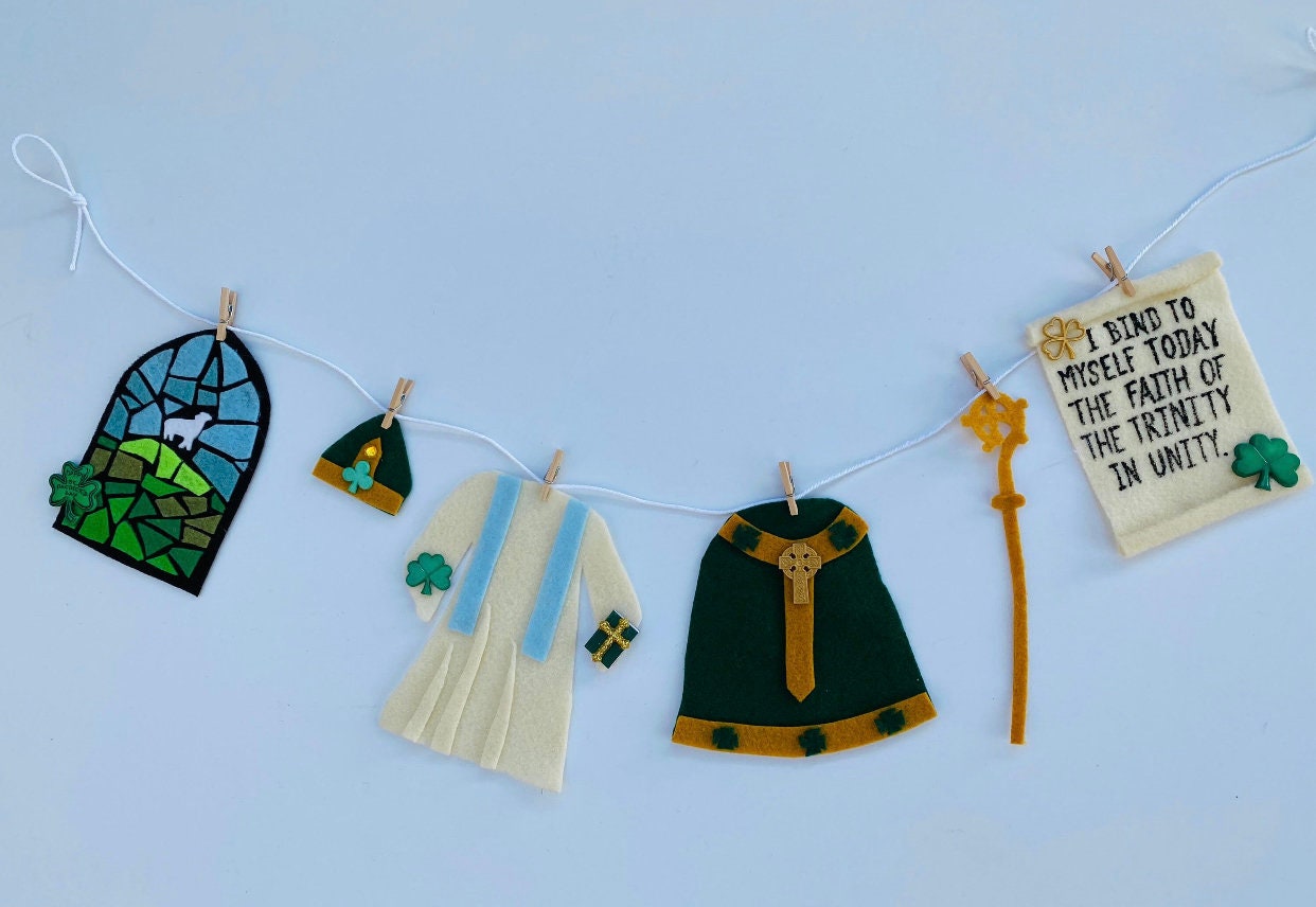 Saint Banners Bundle of Saint Nicholas, Saint Valentine, & Saint Patrick Garlands, Clotheslines, Bunting, Wall Hanging Decorations