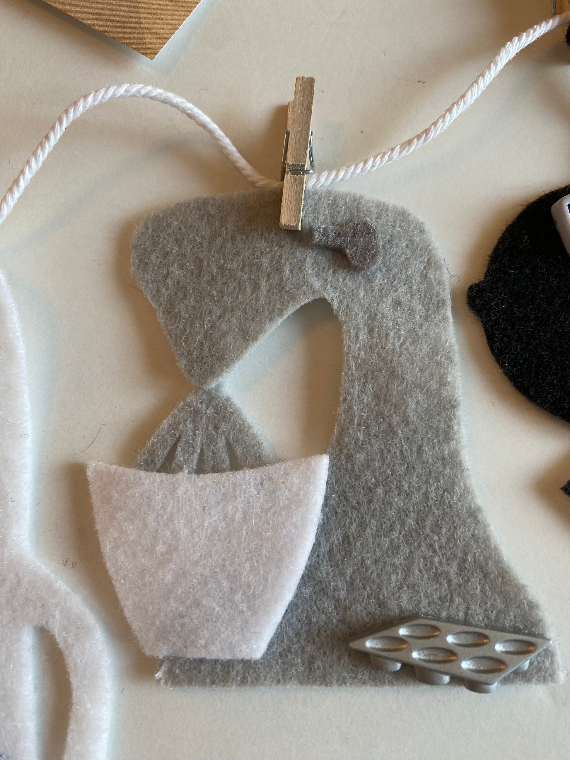 Kitchen Appliances Miniature Felt Clothesline Banner, Cooking Bunting, Baking Garland, Wall Hanging Decoration