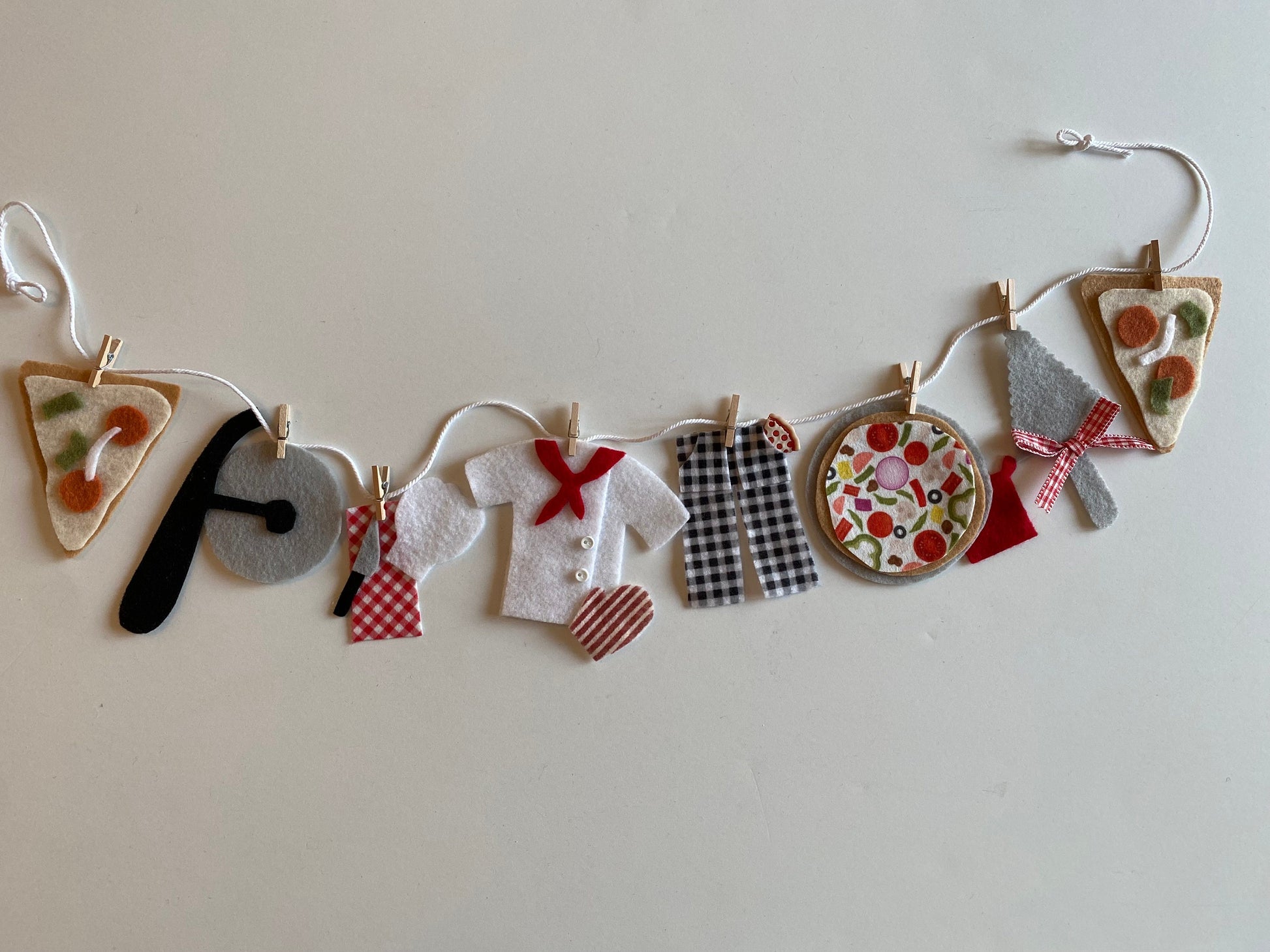 Pizzeria Banner Pizza Chef Garland Restaurant Bunting Felt Wall Hanging Decoration for Pizza Lovers