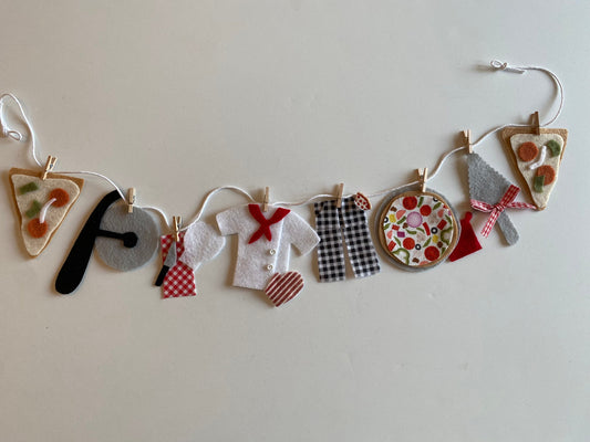 Pizzeria Banner Pizza Chef Garland Restaurant Bunting Felt Wall Hanging Decoration for Pizza Lovers