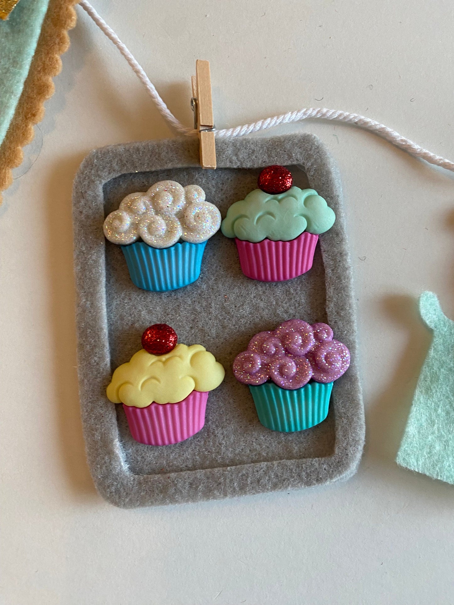 Baking Miniature Felt Banner, Apron Bunting, Cooking Wall Hanging, Kitchen Garland, Bakery Decoration