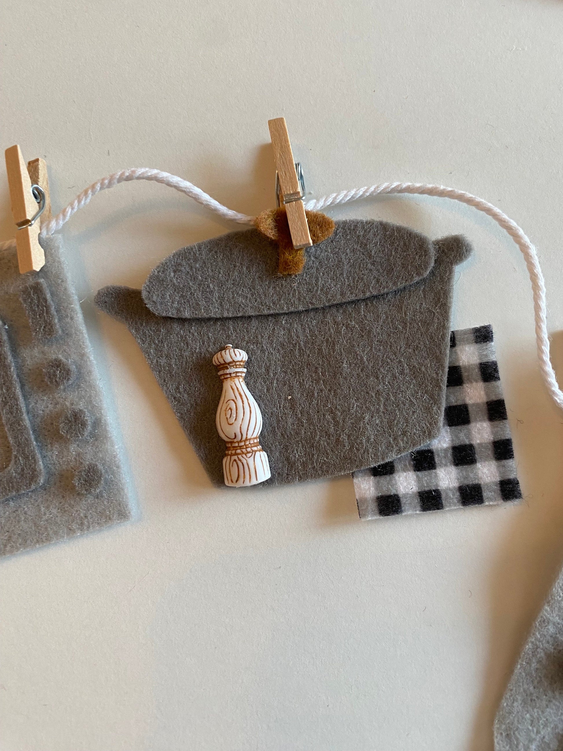 Kitchen Appliances Miniature Felt Clothesline Banner, Cooking Bunting, Baking Garland, Wall Hanging Decoration