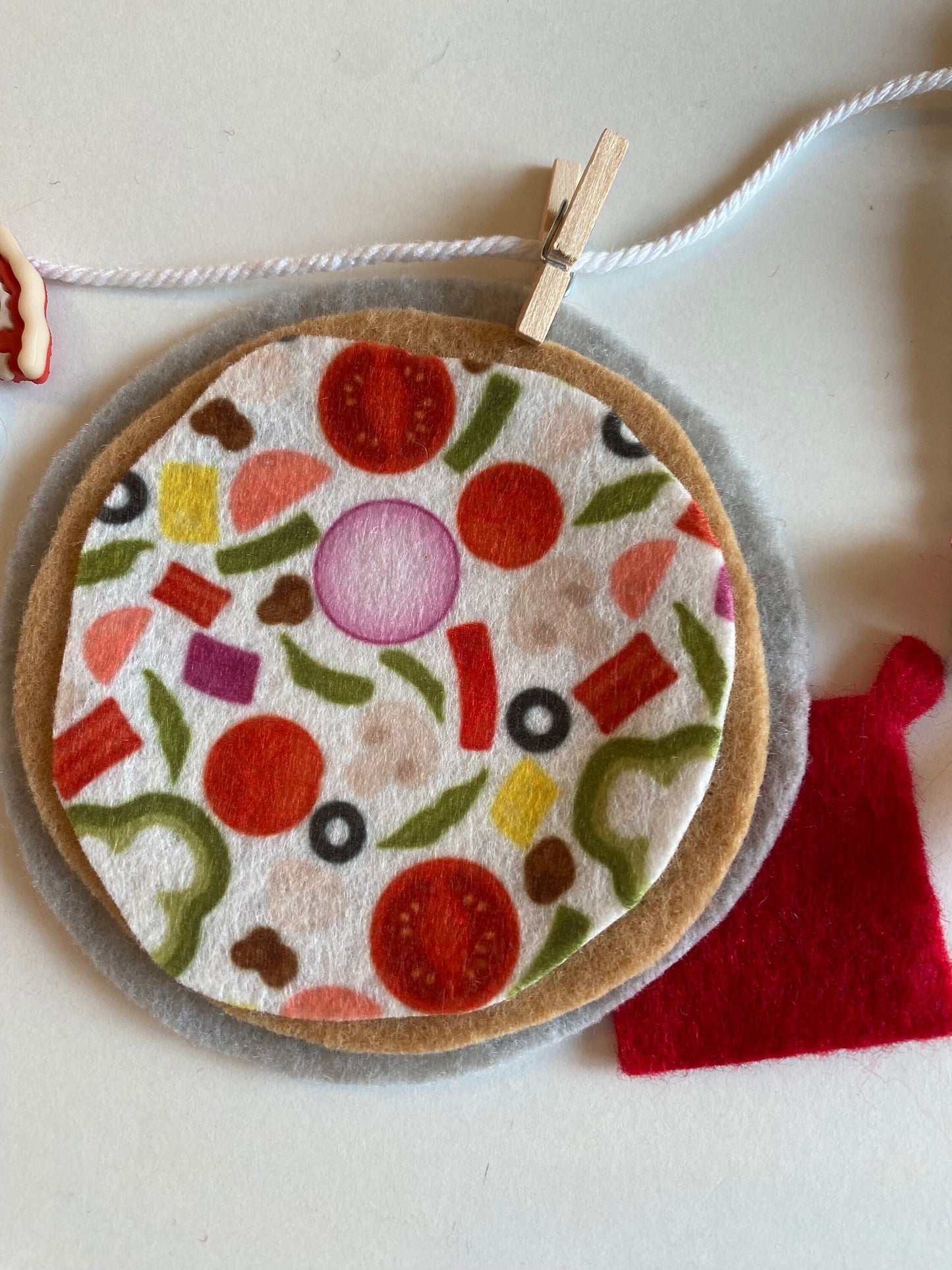 Pizzeria Banner Pizza Chef Garland Restaurant Bunting Felt Wall Hanging Decoration for Pizza Lovers