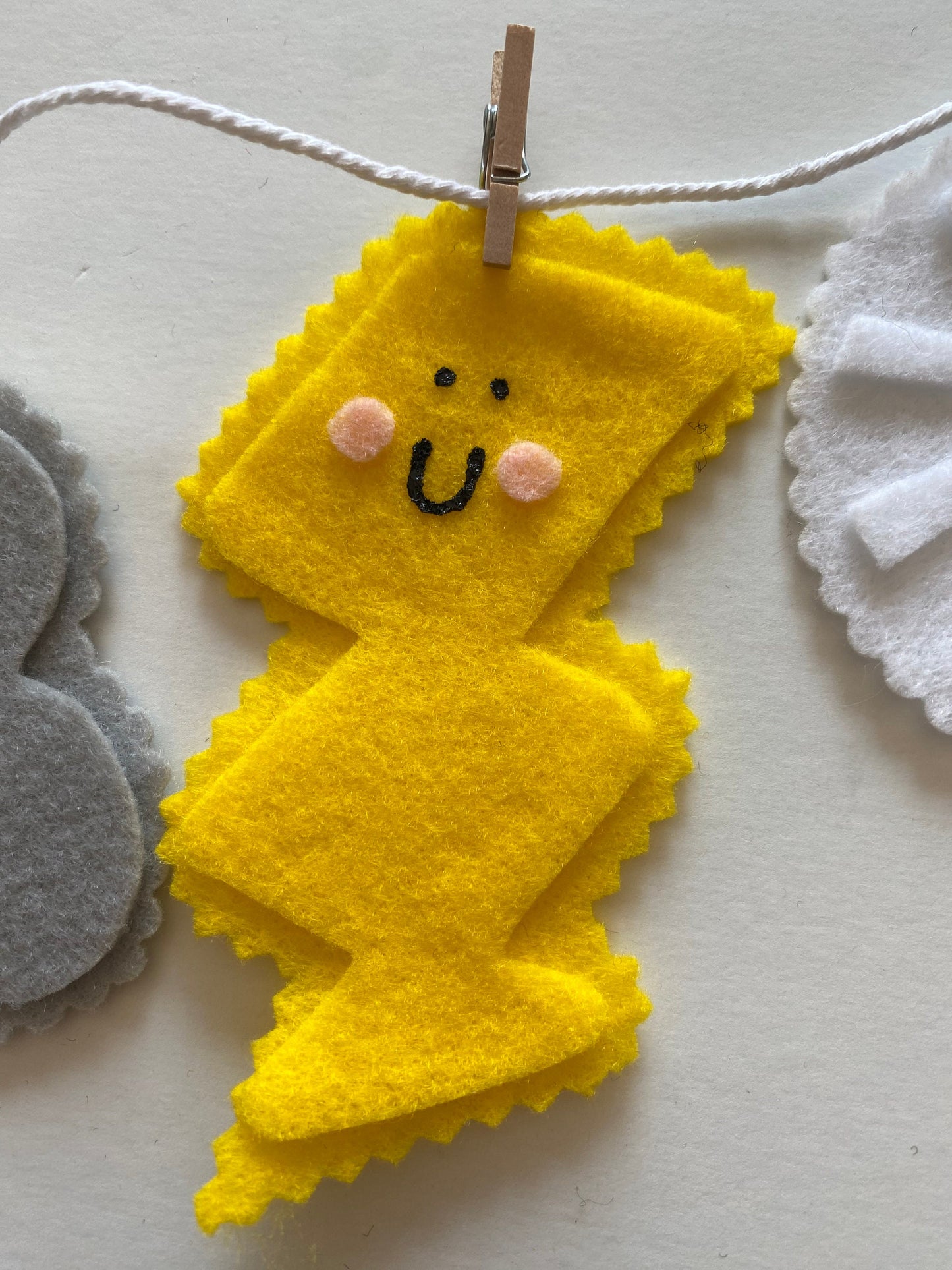 Happy Weather Felt Banner, Rainbow Garland, Cloud Bunting, Lightning Wall Hanging, Rain Home Decoration