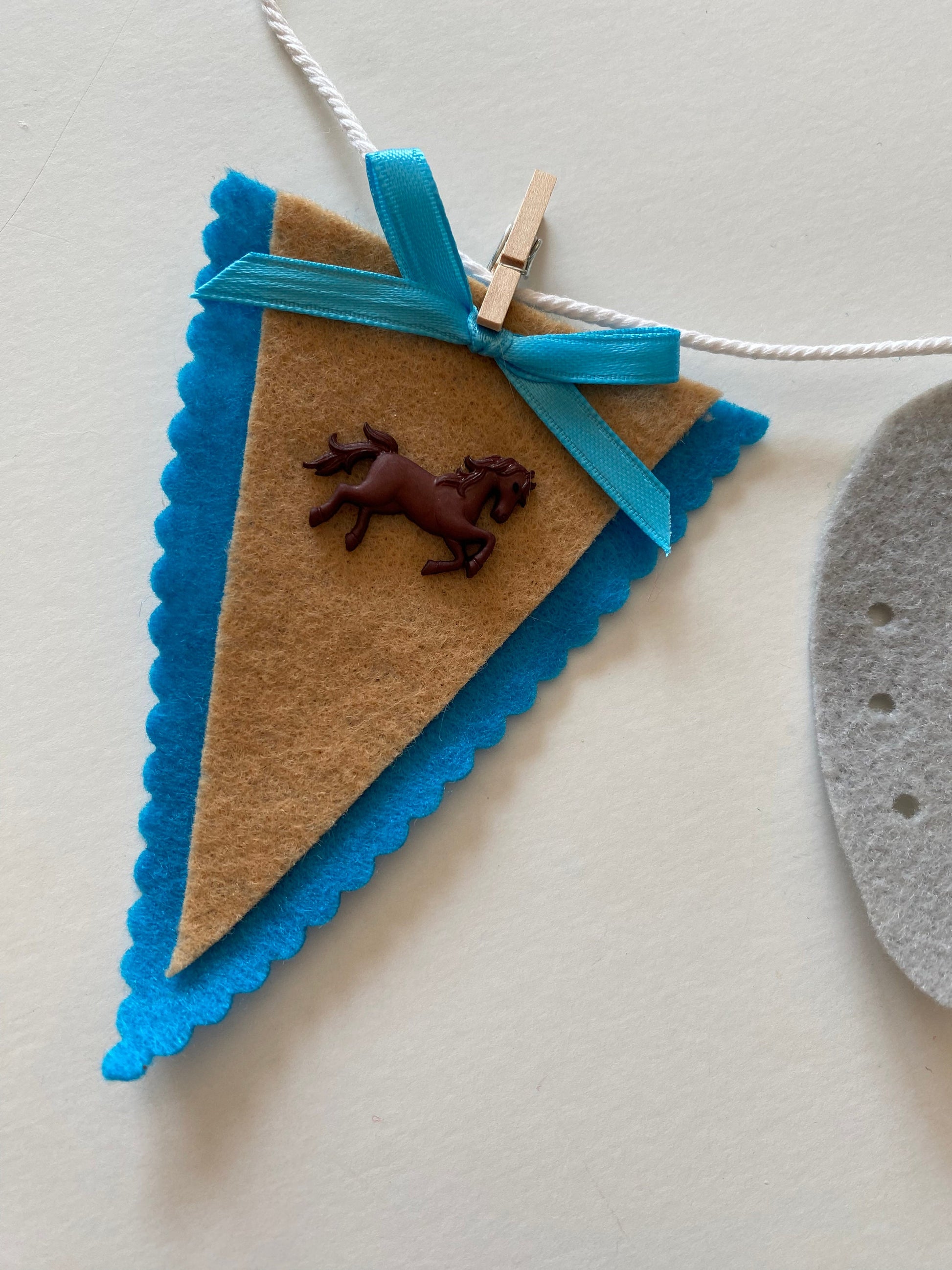 Horseback Riding Miniature Felt Banner, Equestrian Garland, Bunting, Wall Hanging Decoration