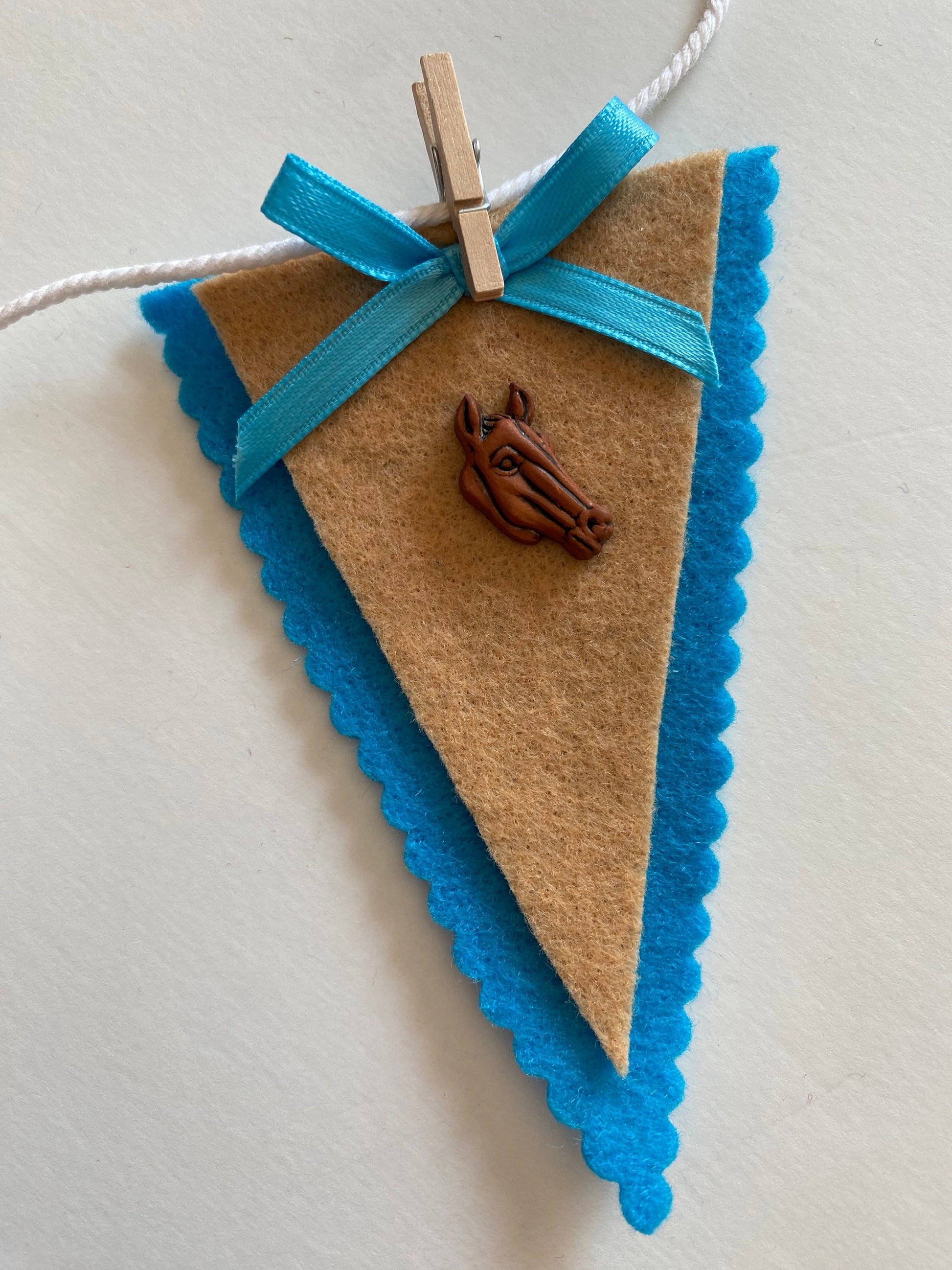 Horseback Riding Miniature Felt Banner, Equestrian Garland, Bunting, Wall Hanging Decoration