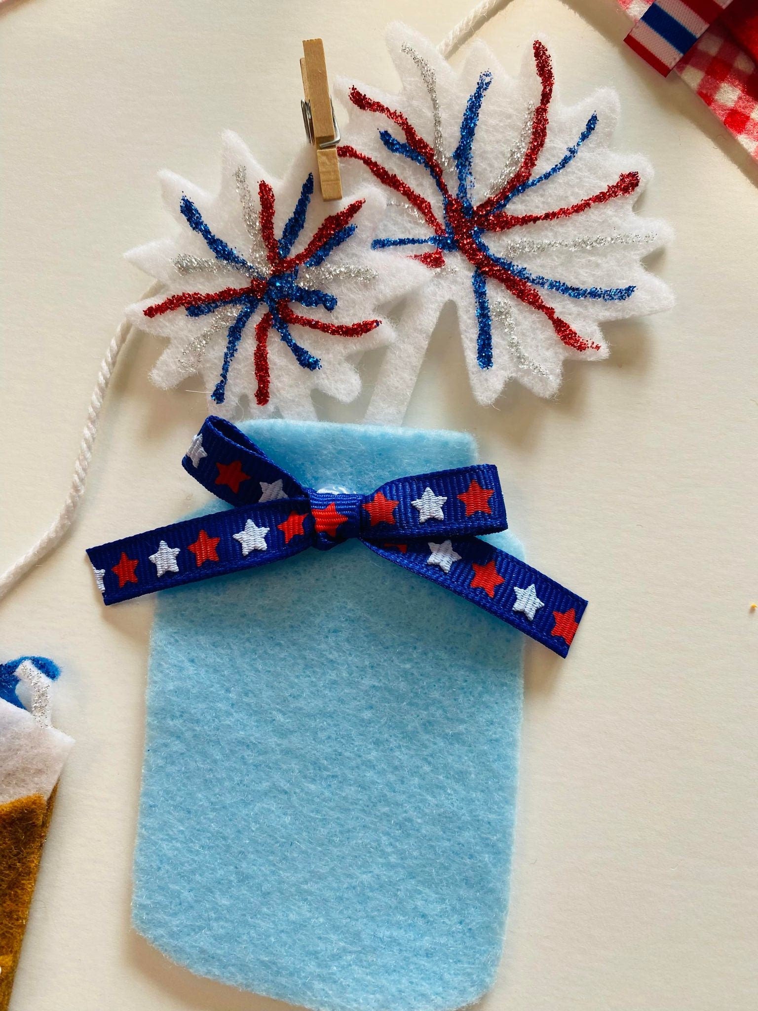 Firework Stand Banner, Miniature Felt 4th of July Garland, Firecracker Booth Bunting, Patriotic Wall Hanging, Home Decoration