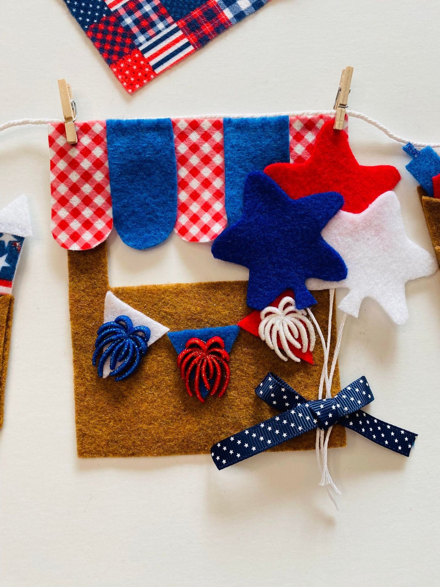 Firework Stand Banner, Miniature Felt 4th of July Garland, Firecracker Booth Bunting, Patriotic Wall Hanging, Home Decoration