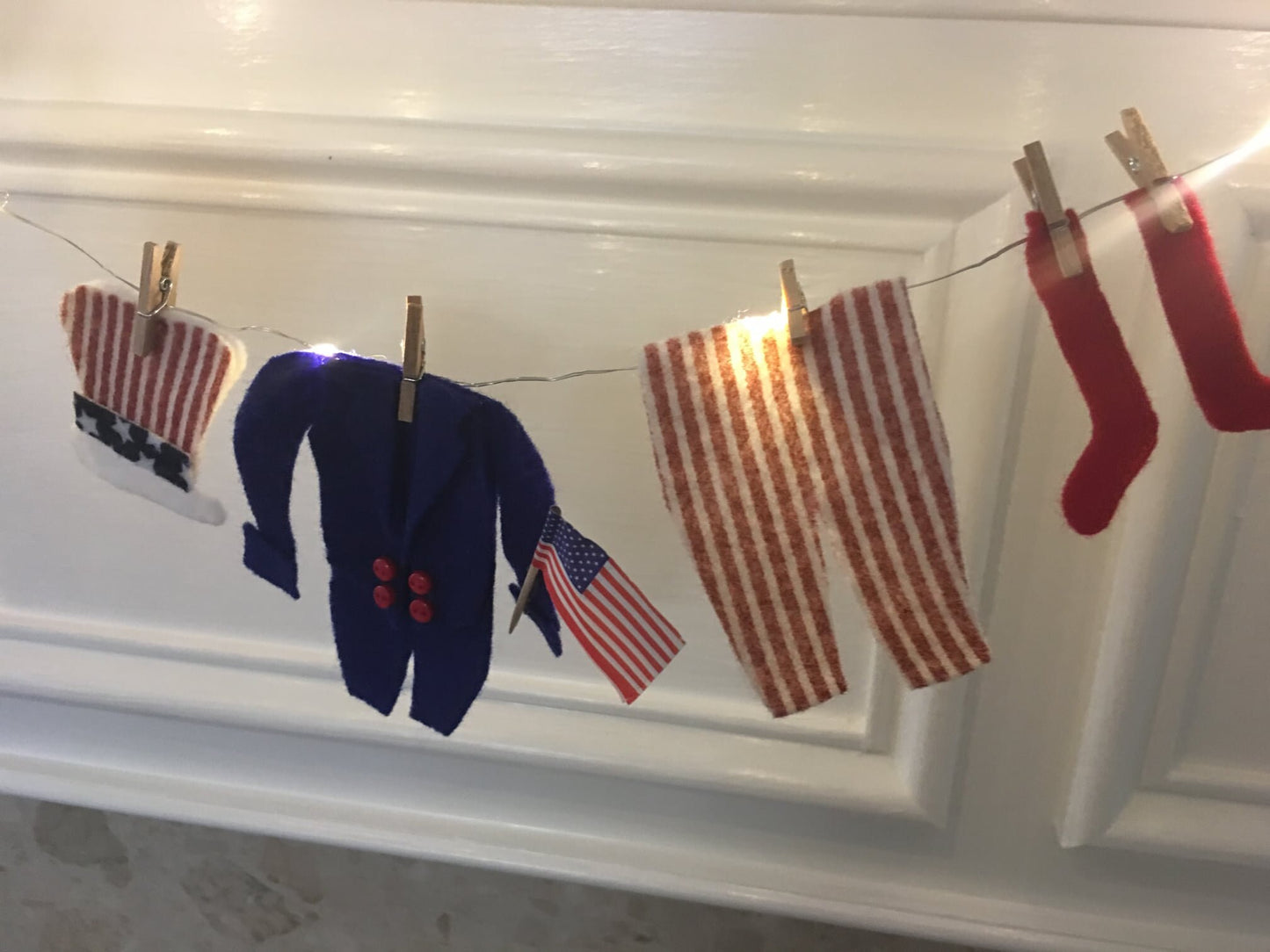 Uncle Sam Clothesline Banner Pattern, Patriotic USA Miniature Clothesline PDF Template for DIY Crafting