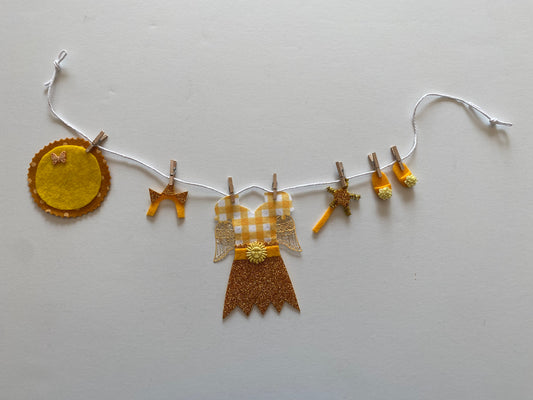 Sun Angel Summer Fairy Miniature Felt Clothesline Banner Bunting Wall Hanging Garland Decoration