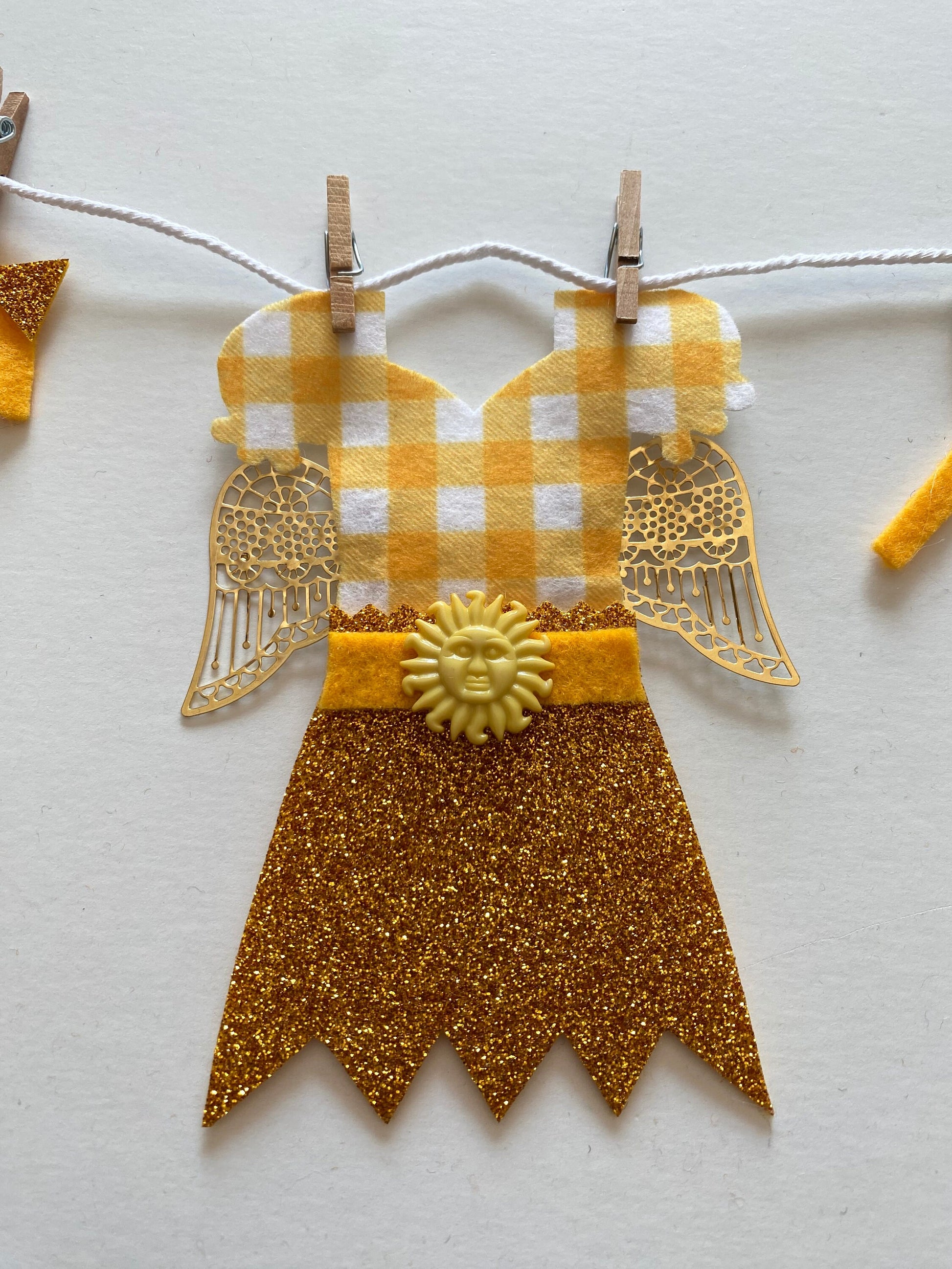 Sun Angel Summer Fairy Miniature Felt Clothesline Banner Bunting Wall Hanging Garland Decoration