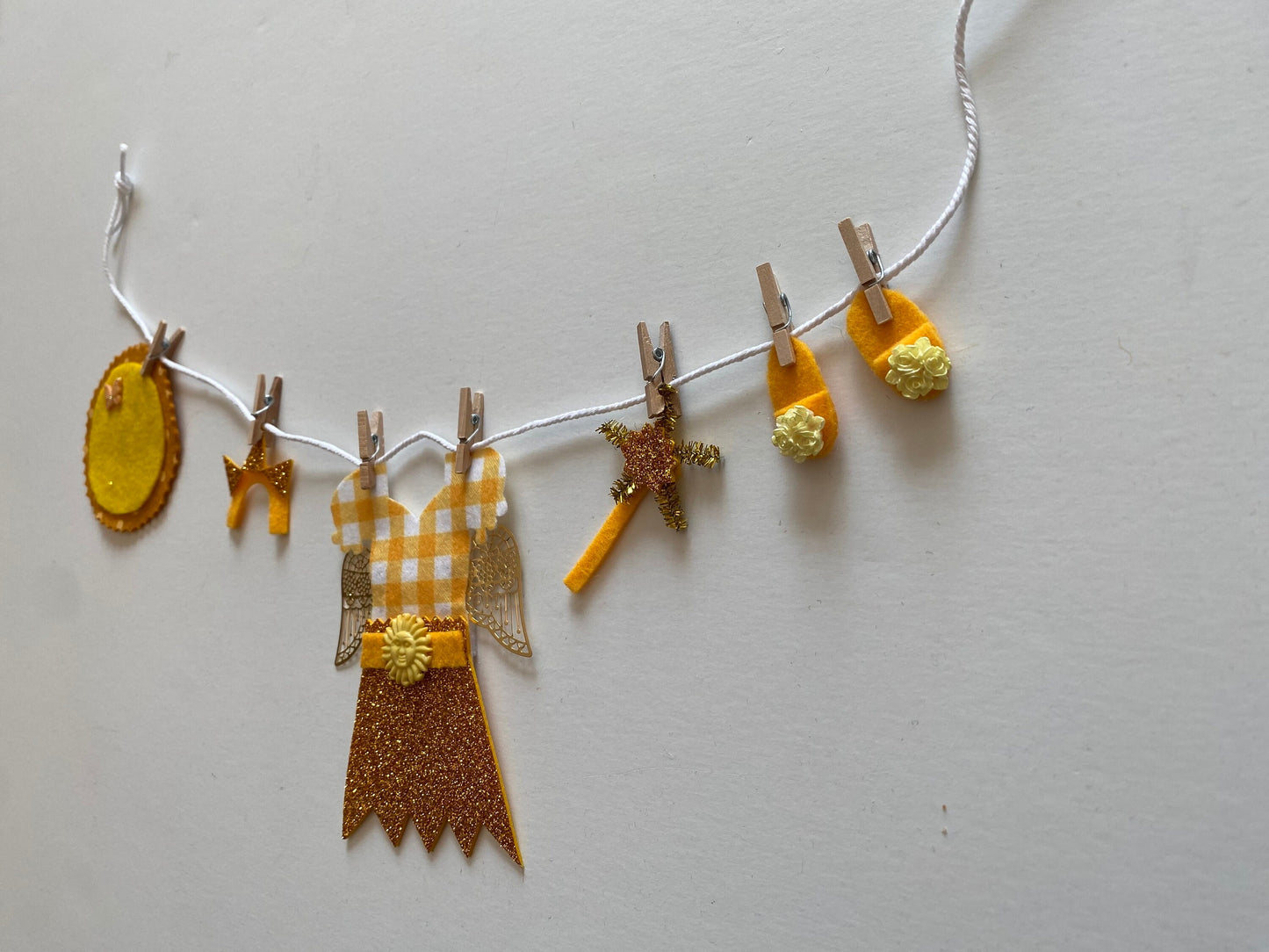 Sun Angel Summer Fairy Miniature Felt Clothesline Banner Bunting Wall Hanging Garland Decoration