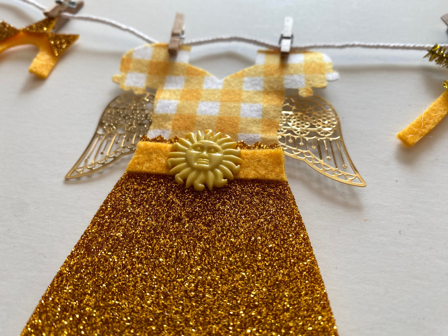 Sun Angel Summer Fairy Miniature Felt Clothesline Banner Bunting Wall Hanging Garland Decoration