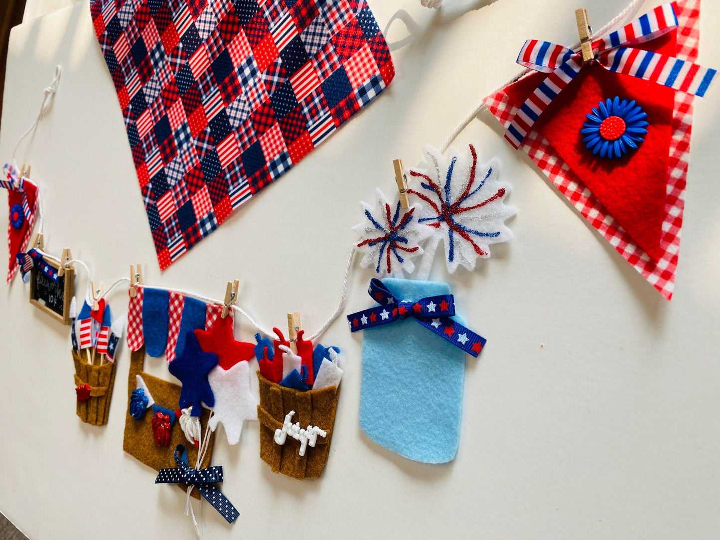 Firework Stand Banner, Miniature Felt 4th of July Garland, Firecracker Booth Bunting, Patriotic Wall Hanging, Home Decoration