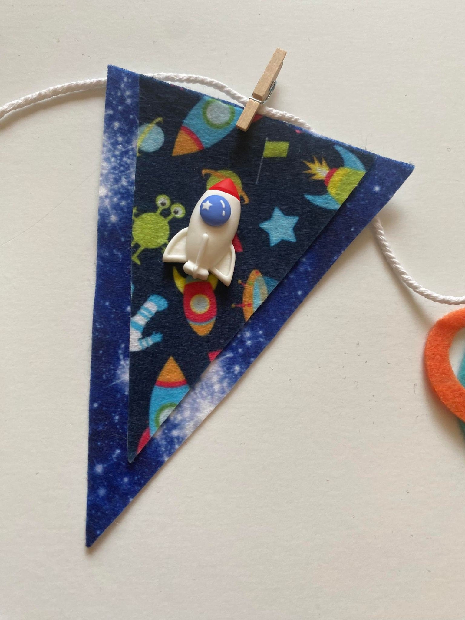 Astronaut Miniature Felt Banner, Outer Space Garland, Rocketship Bunting, Planet Themed Bedroom or Party Decoration
