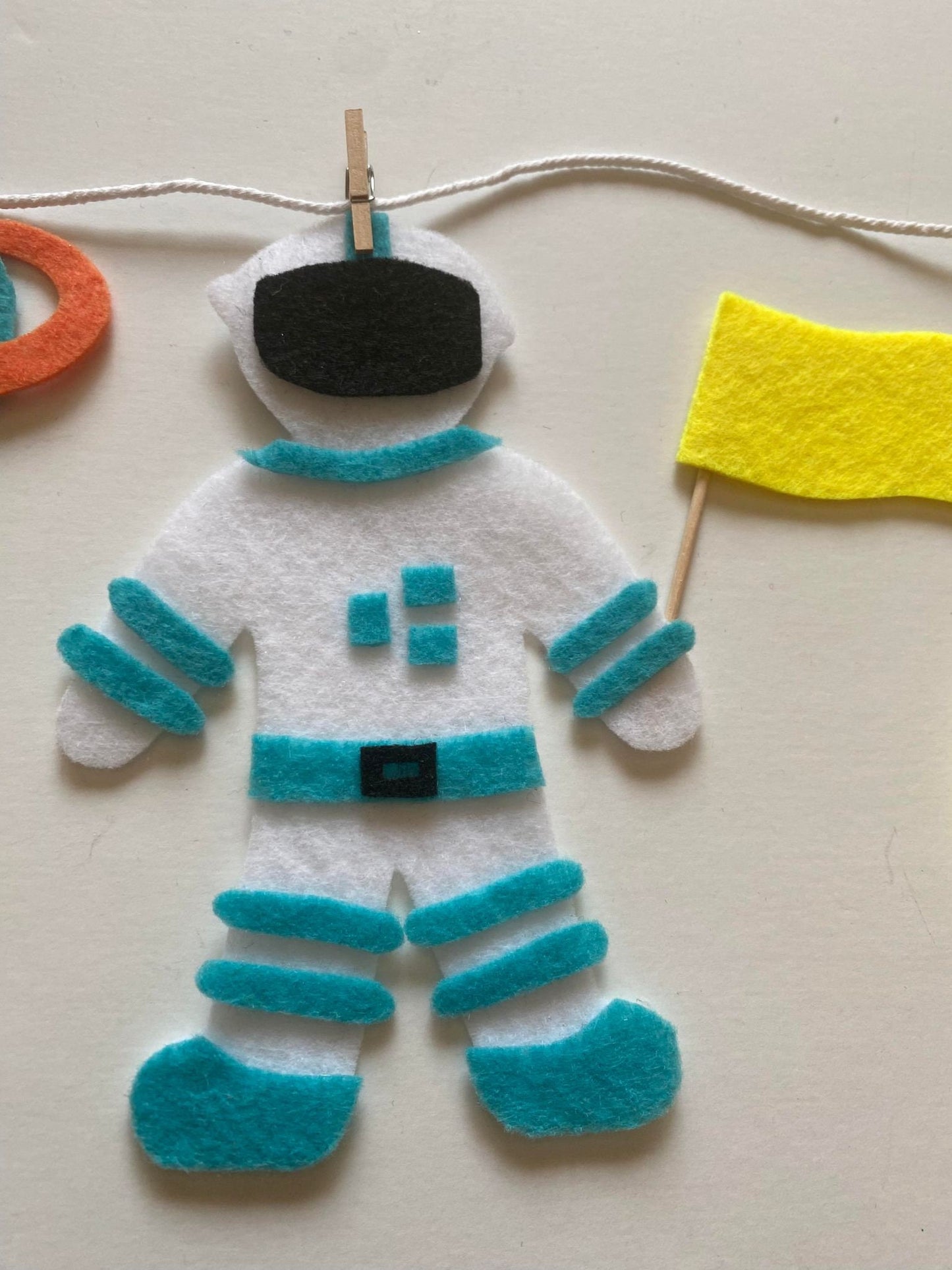 Astronaut Miniature Felt Banner, Outer Space Garland, Rocketship Bunting, Planet Themed Bedroom or Party Decoration