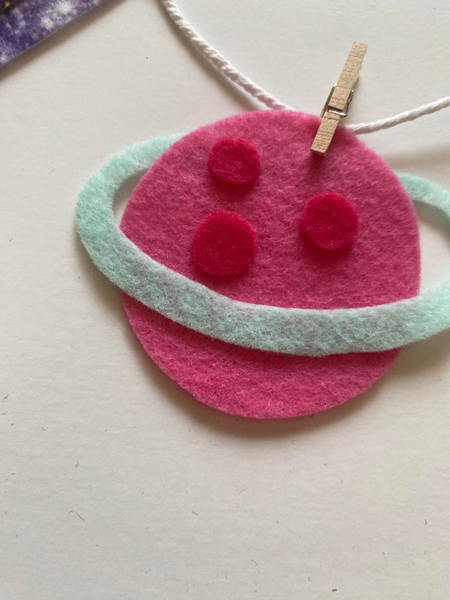 Astronaut Miniature Felt Banner, Outer Space Garland, Rocketship Bunting, Planet Themed Bedroom or Party Decoration