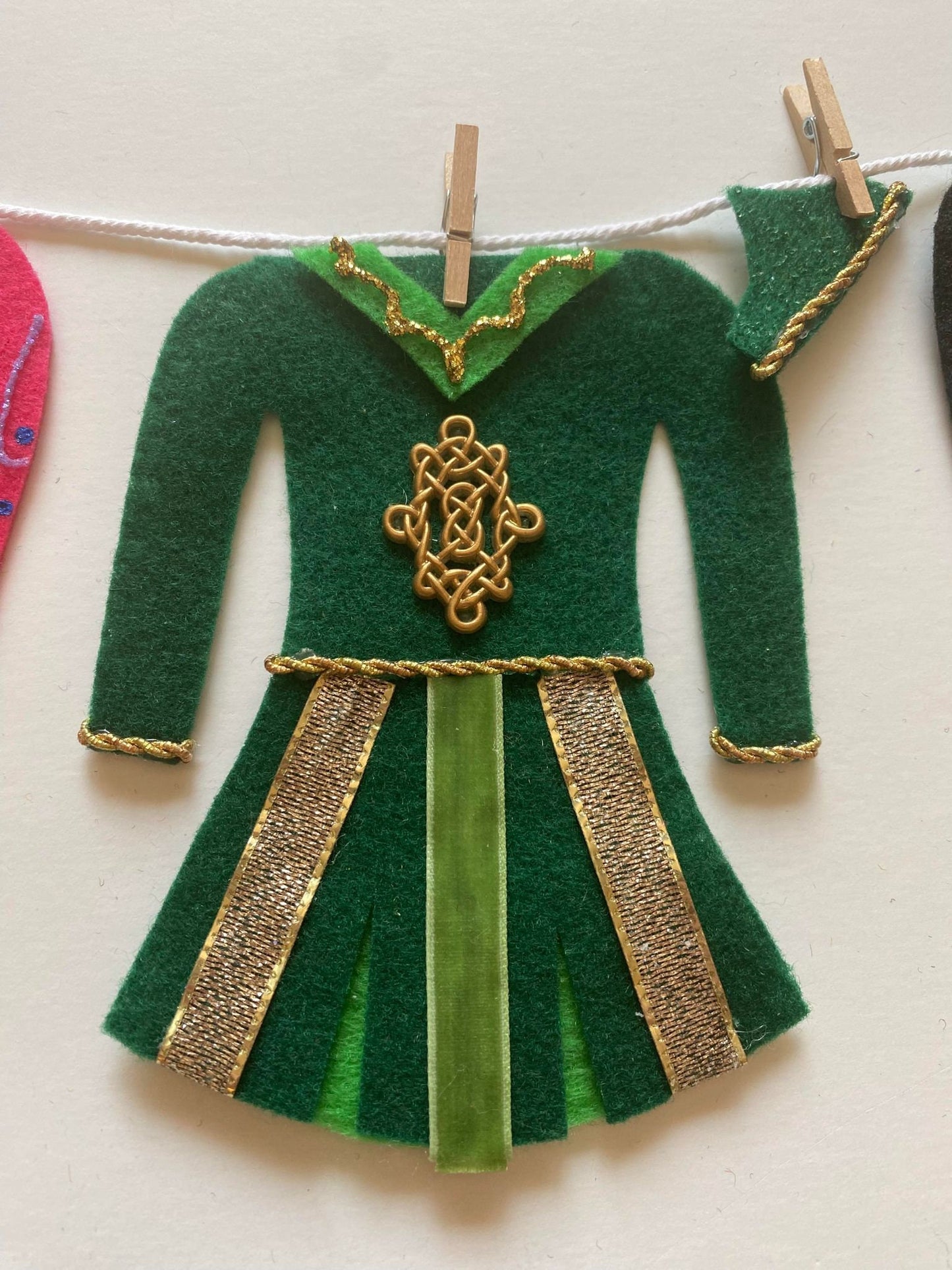 Irish Step Dancing Miniature Felt Clothesline Banner, Dancers Garland, Costume Bunting, Wall Hanging Decoration for Gift or Studio Decor