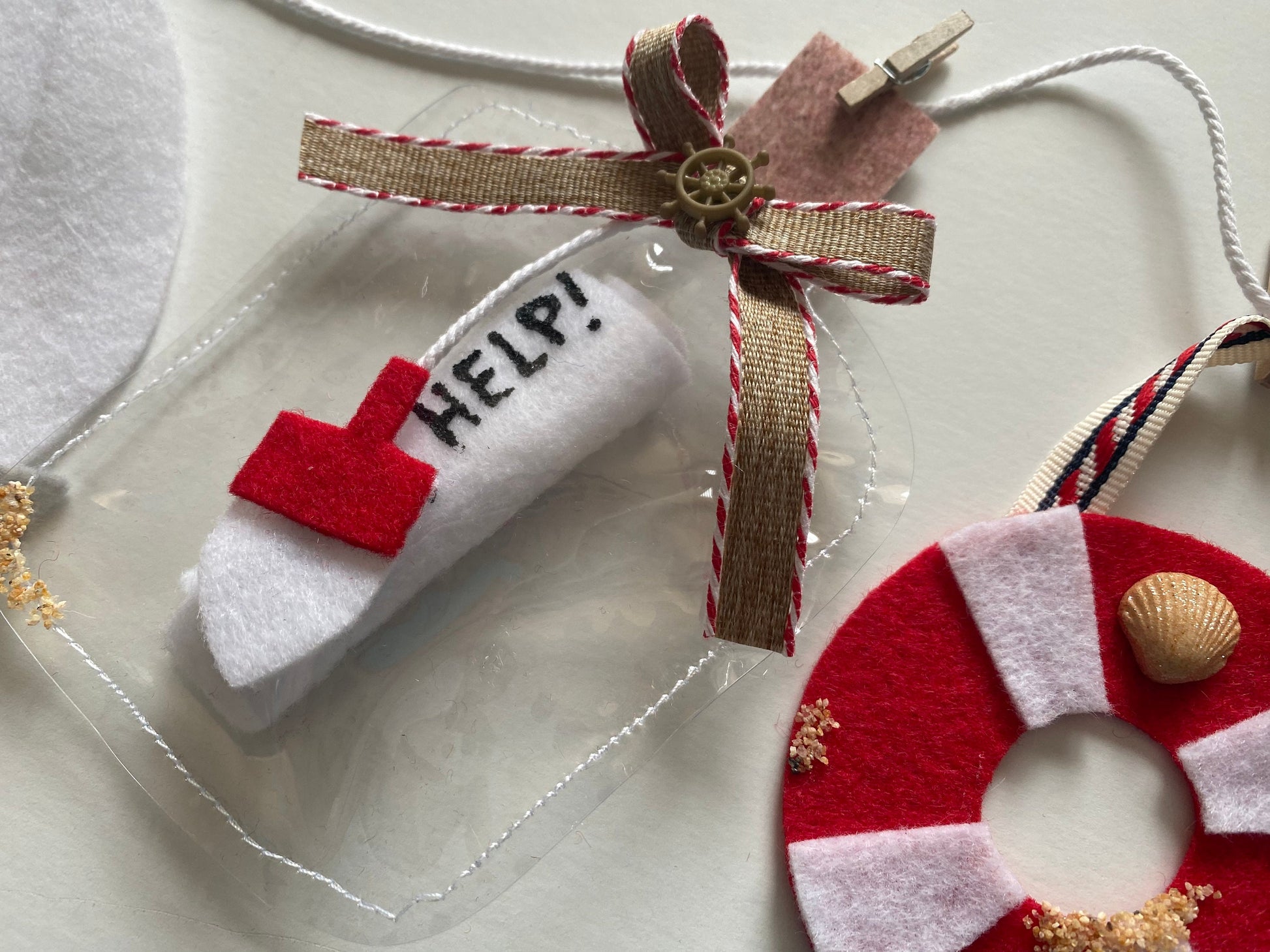 Nautical Sailboat Miniature Felt Banner, Lighthouse Garland, Anchor Bunting, Wall Hanging Decoration