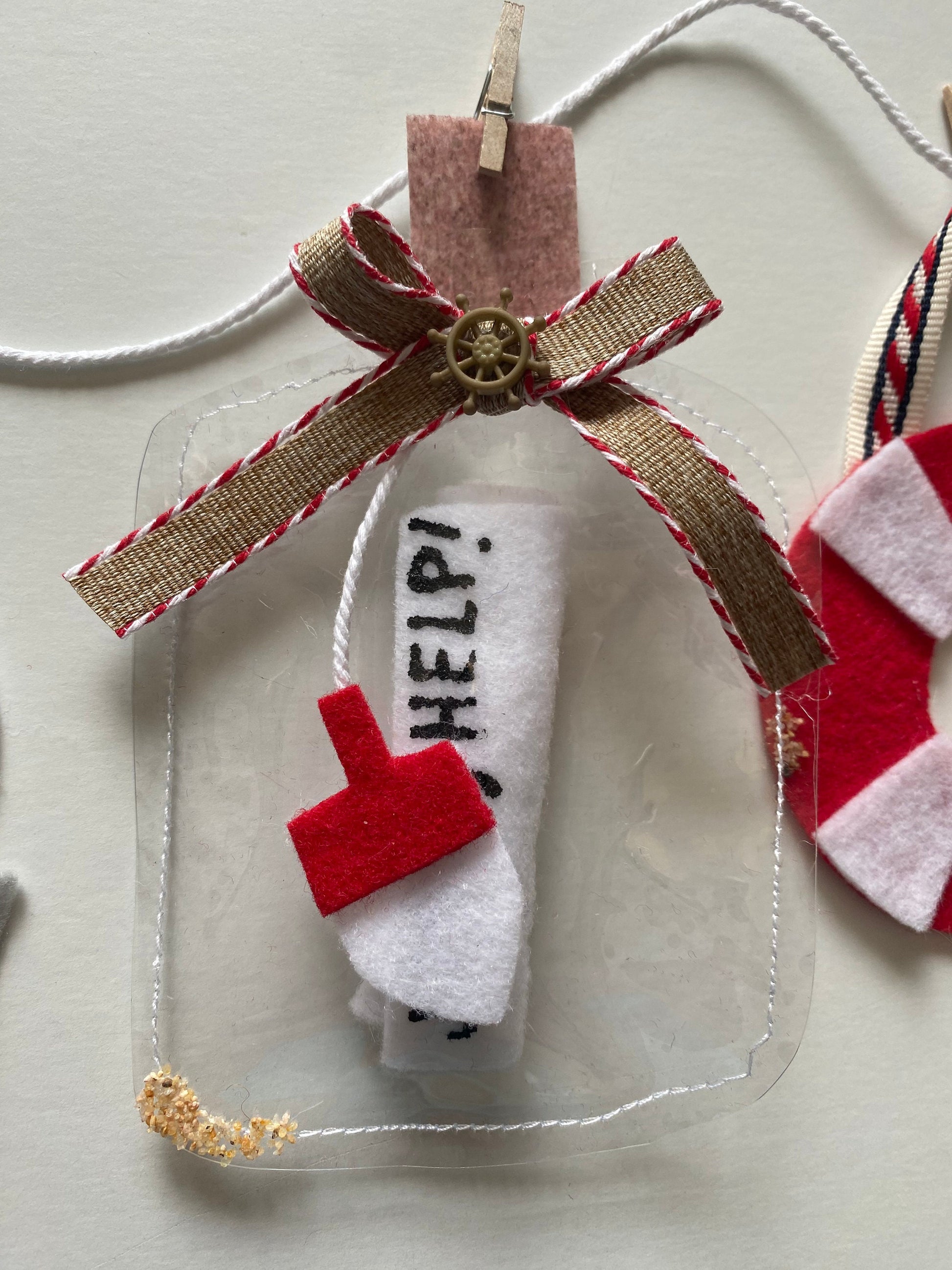 Nautical Sailboat Miniature Felt Banner, Lighthouse Garland, Anchor Bunting, Wall Hanging Decoration