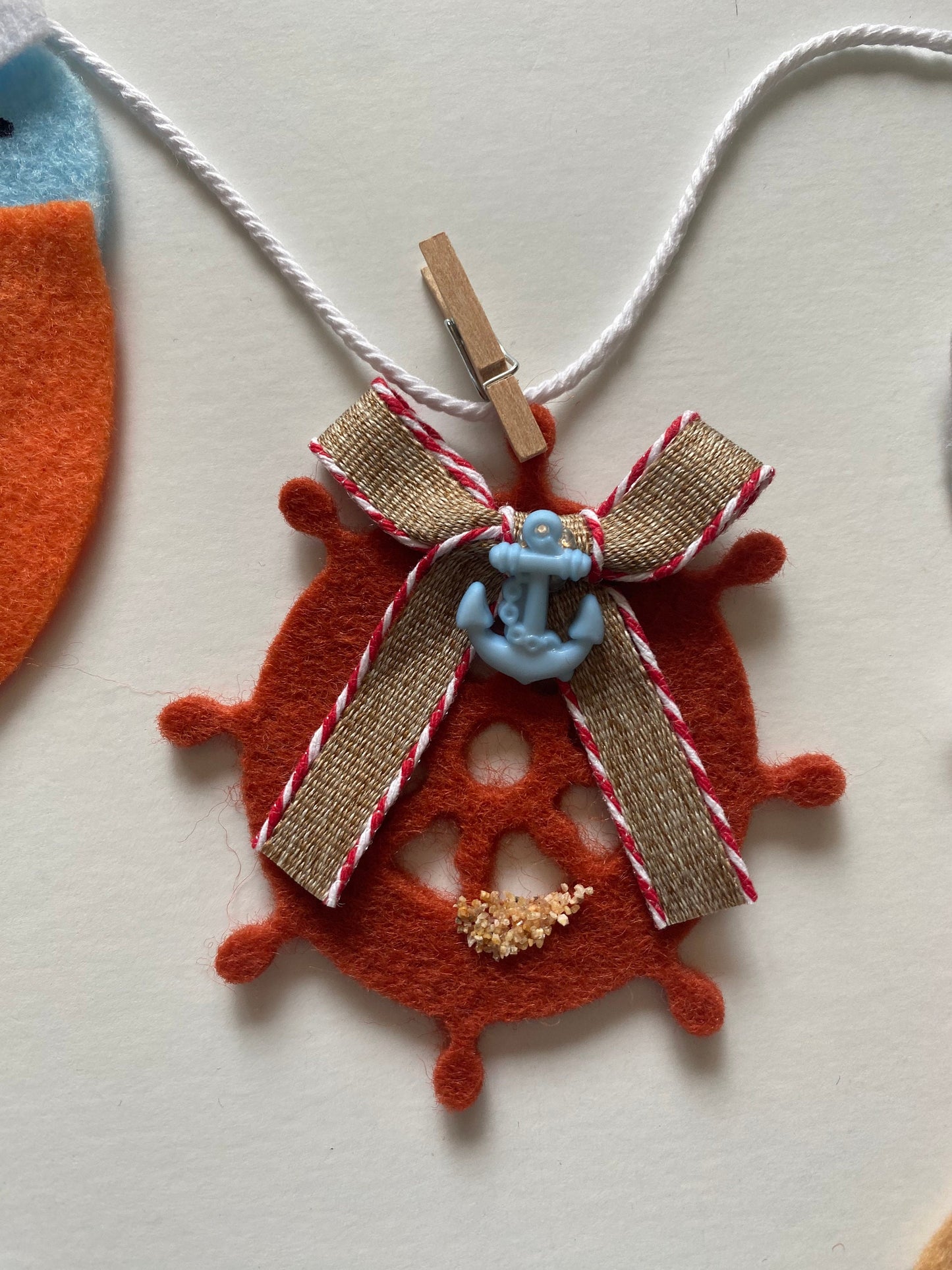 Nautical Sailboat Miniature Felt Banner, Lighthouse Garland, Anchor Bunting, Wall Hanging Decoration