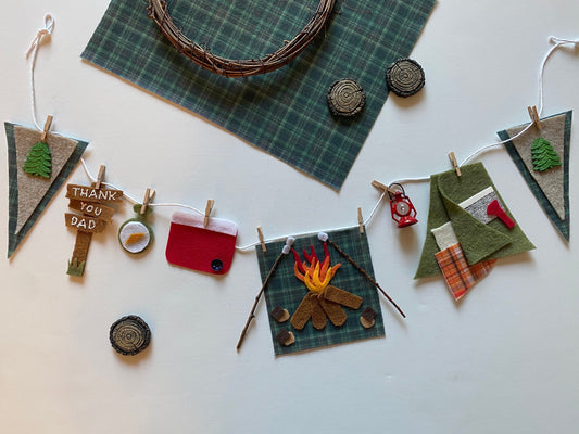 Camping Miniature Felt Clothesline Banner Garland Bunting Wall Hanging Decoration for Father’s Day