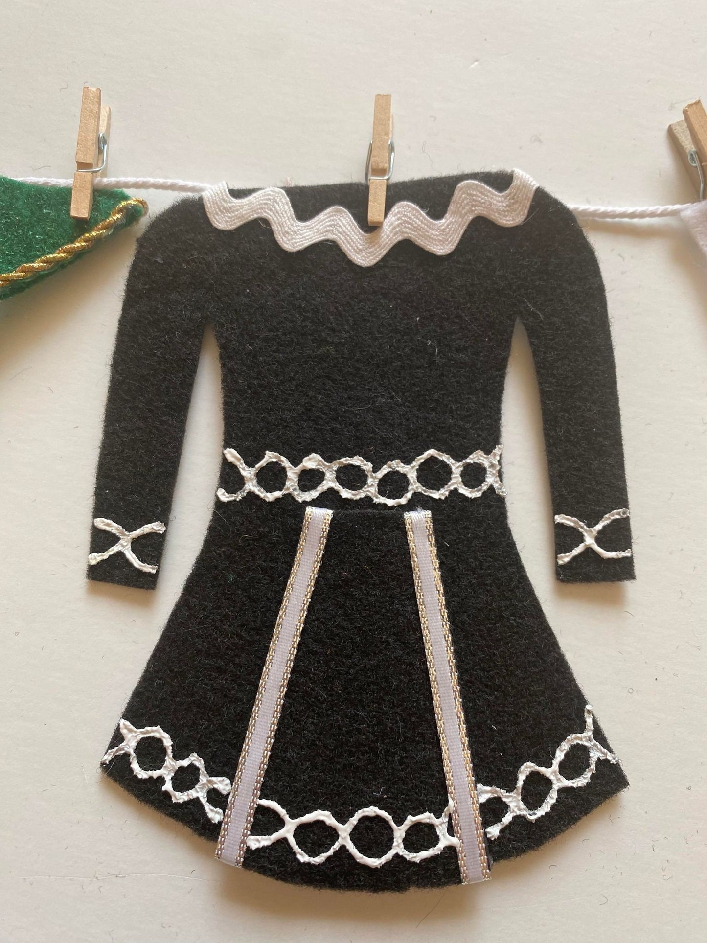 Irish Step Dancing Miniature Felt Clothesline Banner, Dancers Garland, Costume Bunting, Wall Hanging Decoration for Gift or Studio Decor