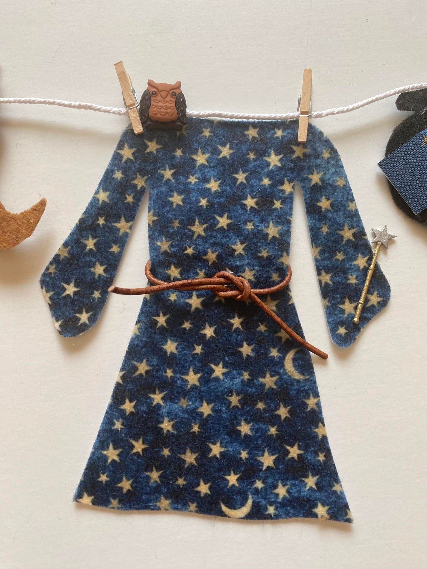 Wizard's Laundry Clothesline, Miniature Felt Banner, Warlock Bunting, Merlin's Costume Garland, Wall Hanging Decoration