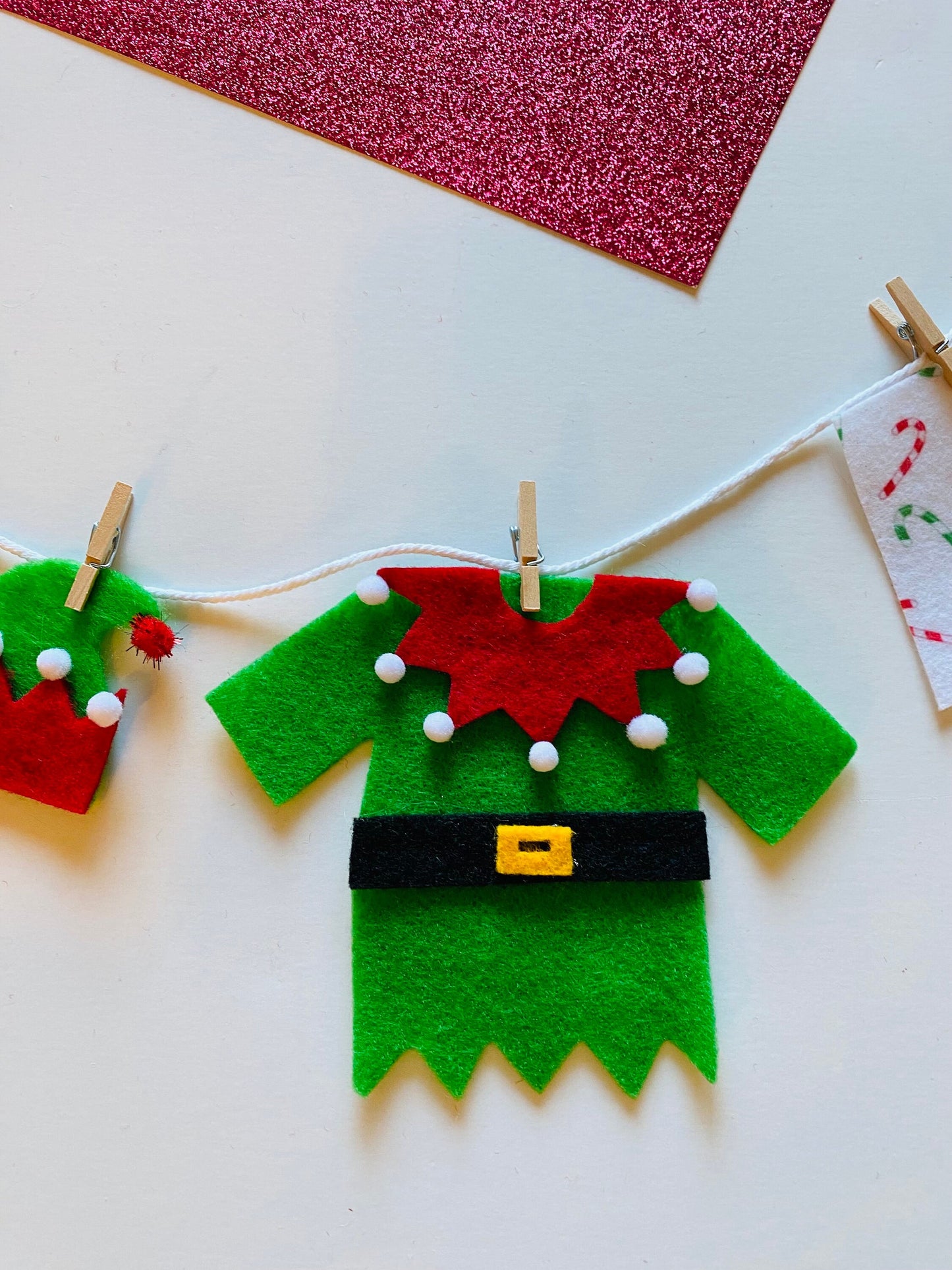 Elf Laundry Clothesline Christmas Decoration