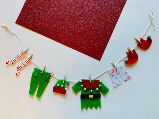 Elf Laundry Clothesline Christmas Decoration