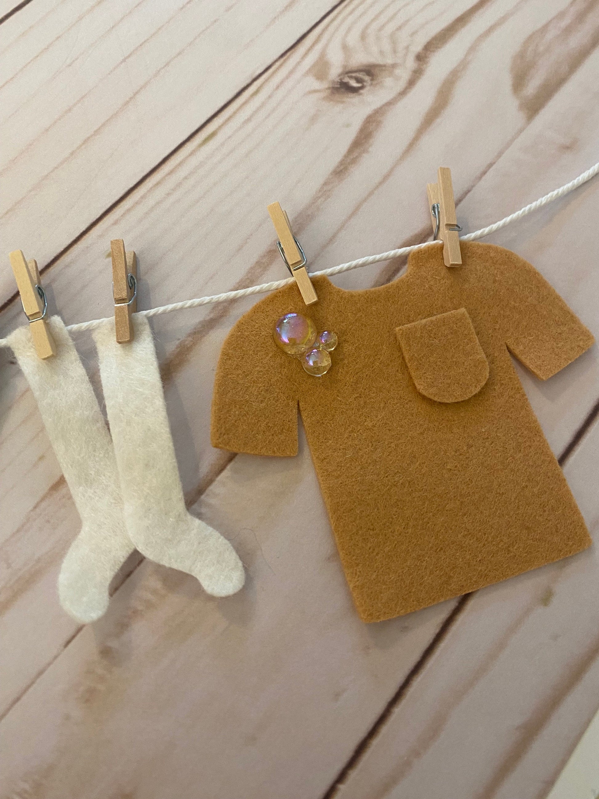 Laundry Line Miniature Felt Clothesline Banner Bunting Garland for Home Decor