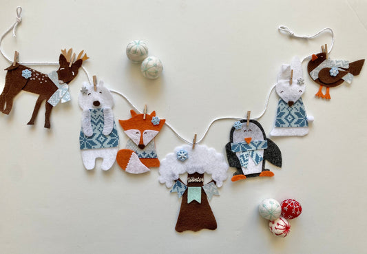 Woodland Forest and Arctic Animals Banner, Garland, January Bunting, Wall Hanging Decoration