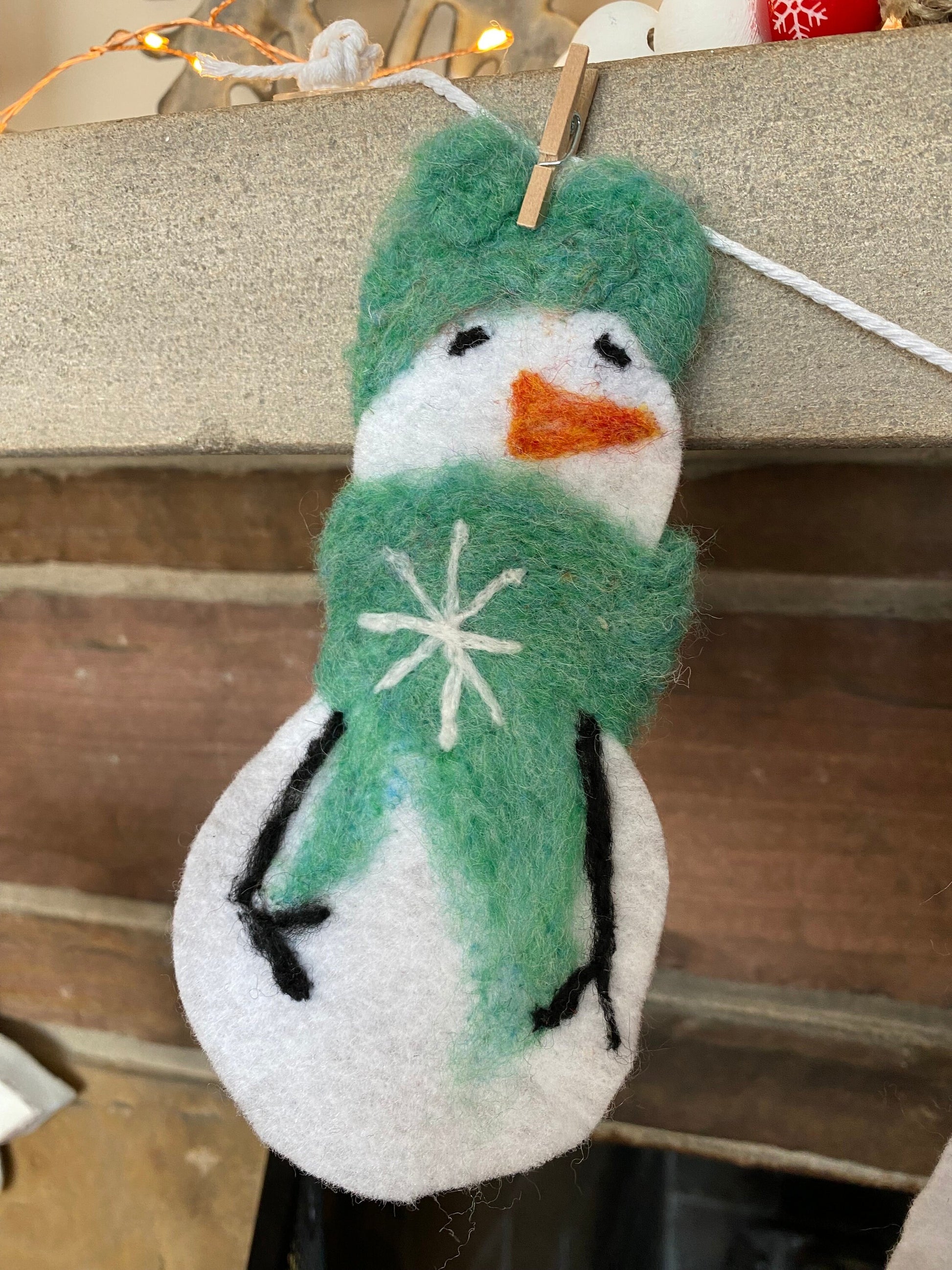 Snowmen Felted Banner Garland Bunting Wall Hanging Decoration for Winter or January