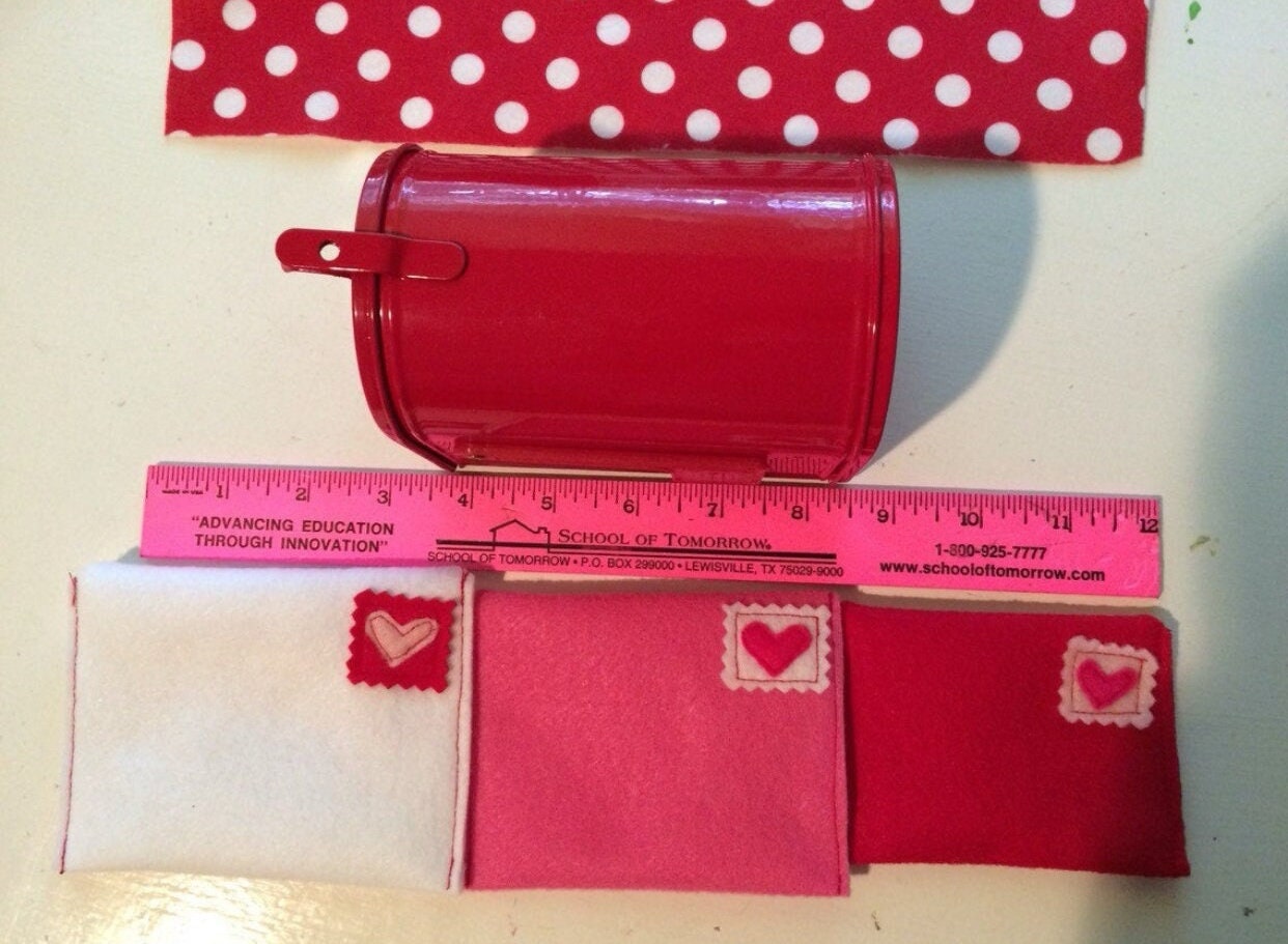 Pretend Play Mailbox Set with 3 Felt Valentine's Day Envelopes, Pencil and Stationary