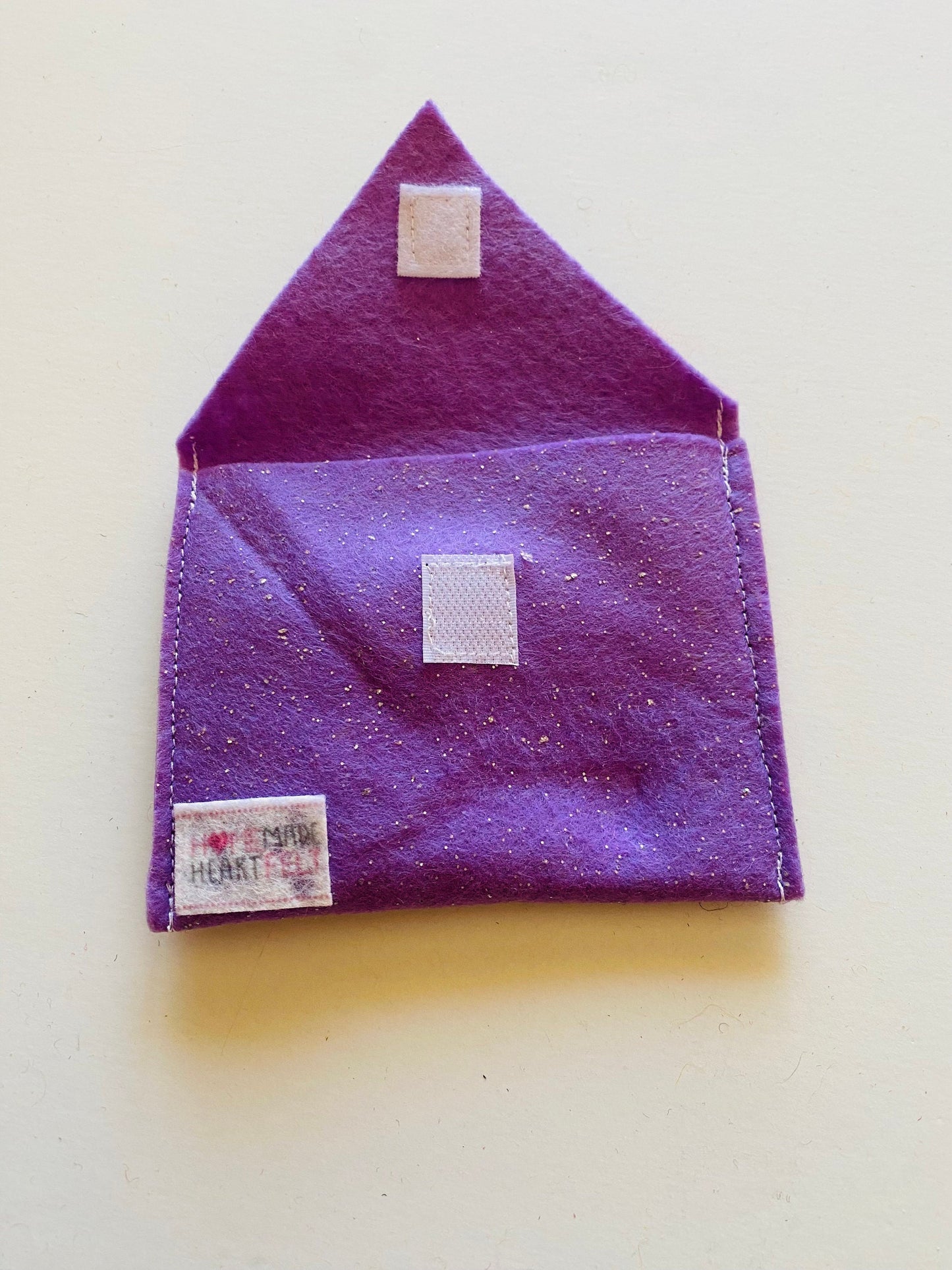 Sparkly Purple Halloween Felt Envelope with Witch Hat Stamp for Pretend Play or Gifts