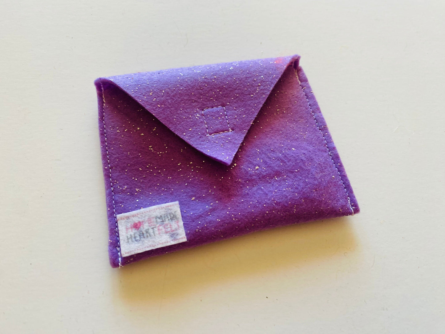 Sparkly Purple Halloween Felt Envelope with Witch Hat Stamp for Pretend Play or Gifts