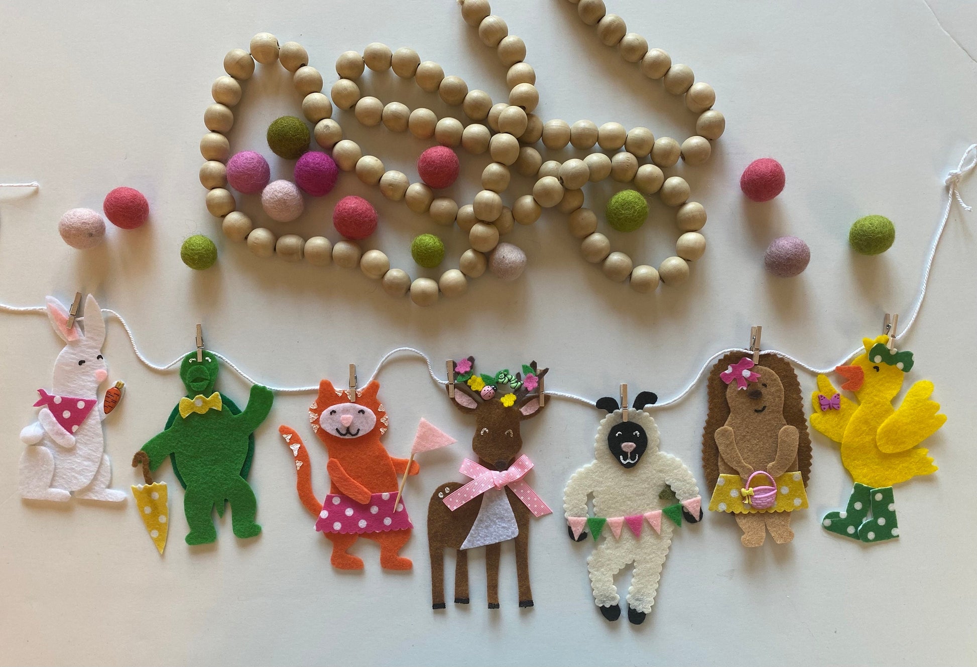 Spring Animals Banner Springtime Farm Garland Bunting Wall Hanging Decoration