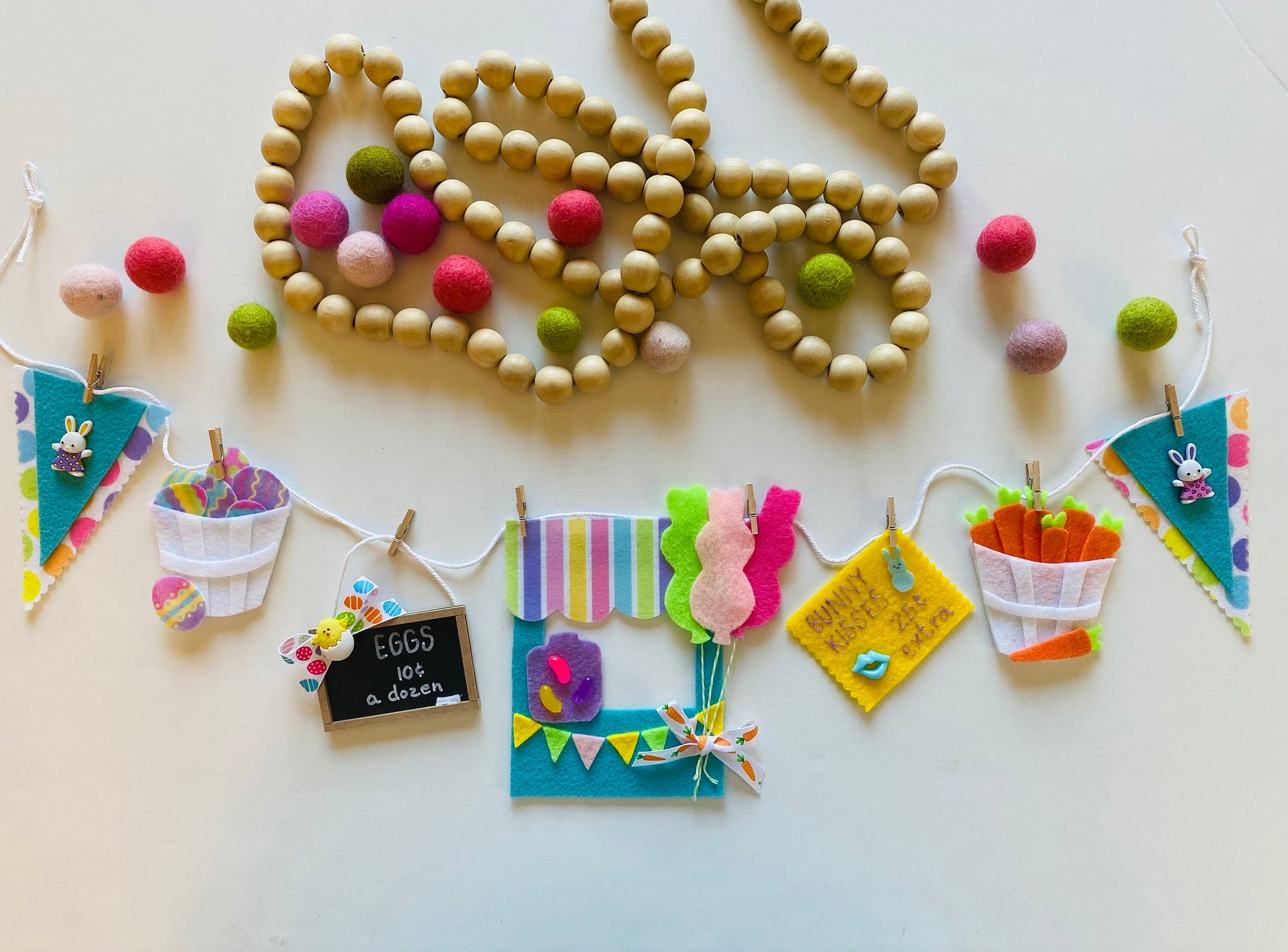 Easter Booth Miniature Felt Clothesline Banner Easter Fair Bunting Garland Home Decoration Wall Hanging