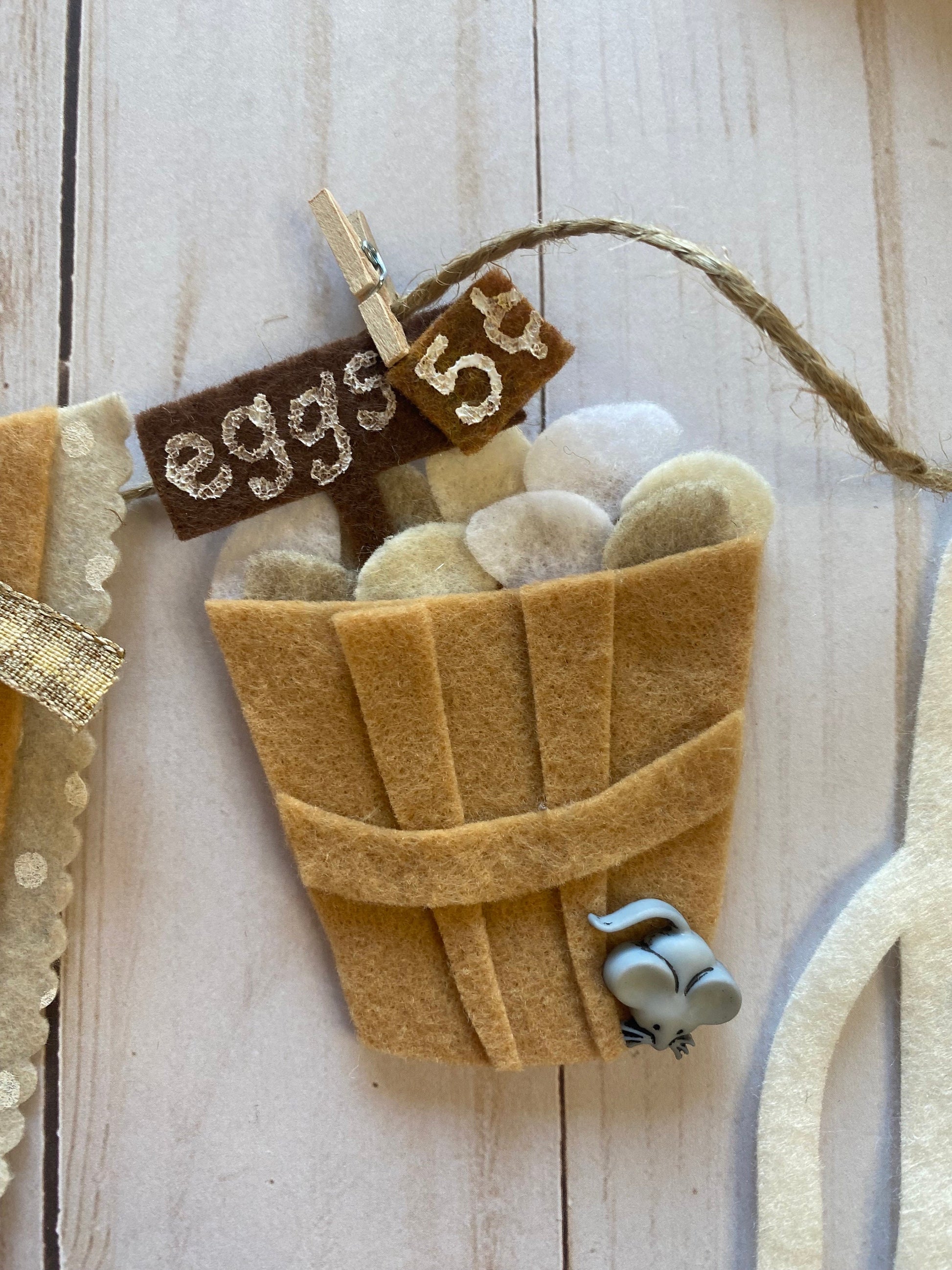 Farmstand Miniature Felt Clothesline Banner Farm Eggs Bunting Farmhouse Garland Home Decoration Wall Hanging