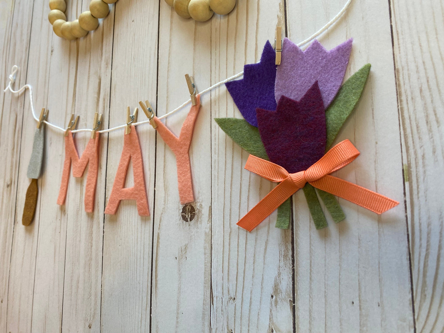 May Monthly Banner, May Flowers Garland, Bulletin Board Decoration